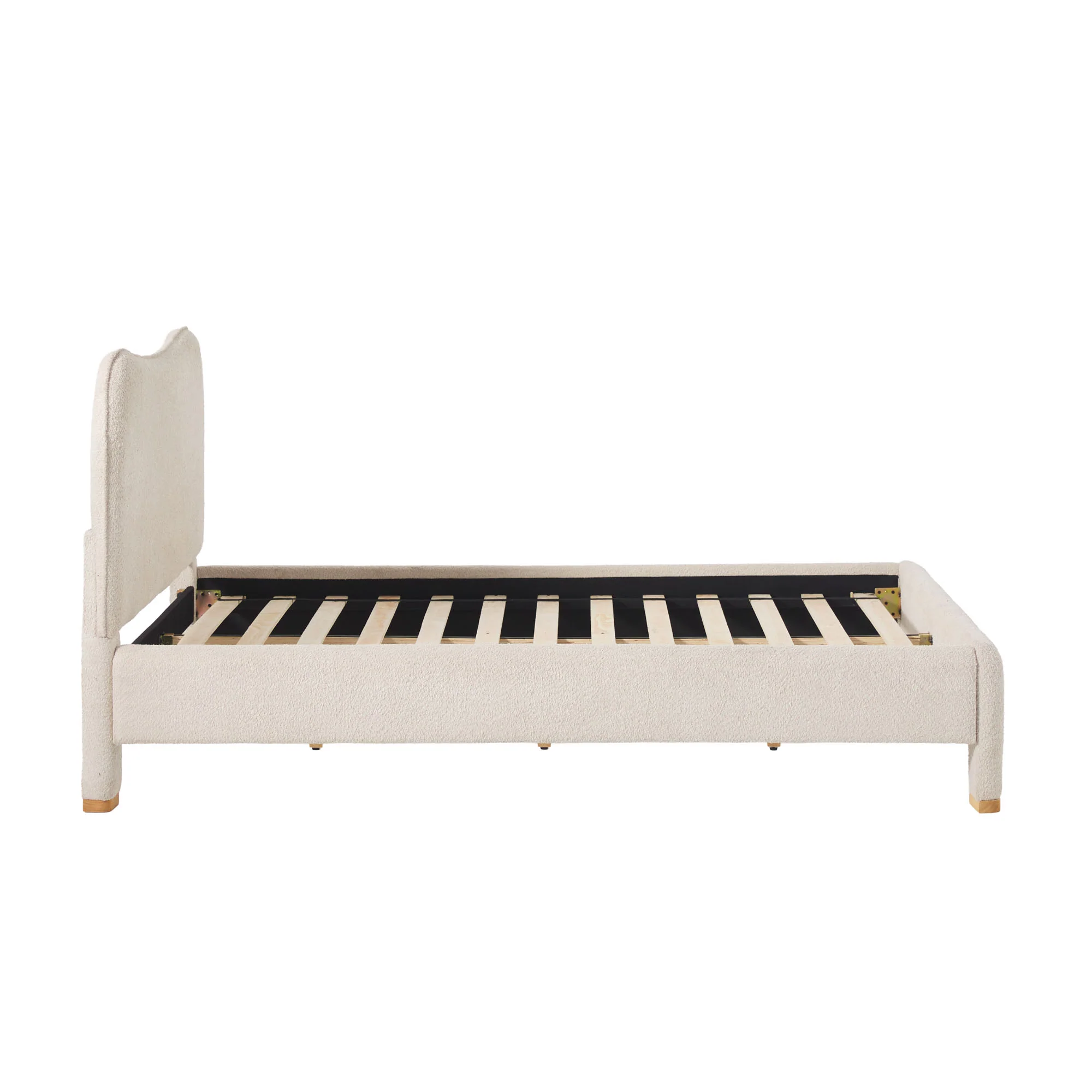 Chantelle Modern Curved Boucle Upholstered Bedframe - Image 12