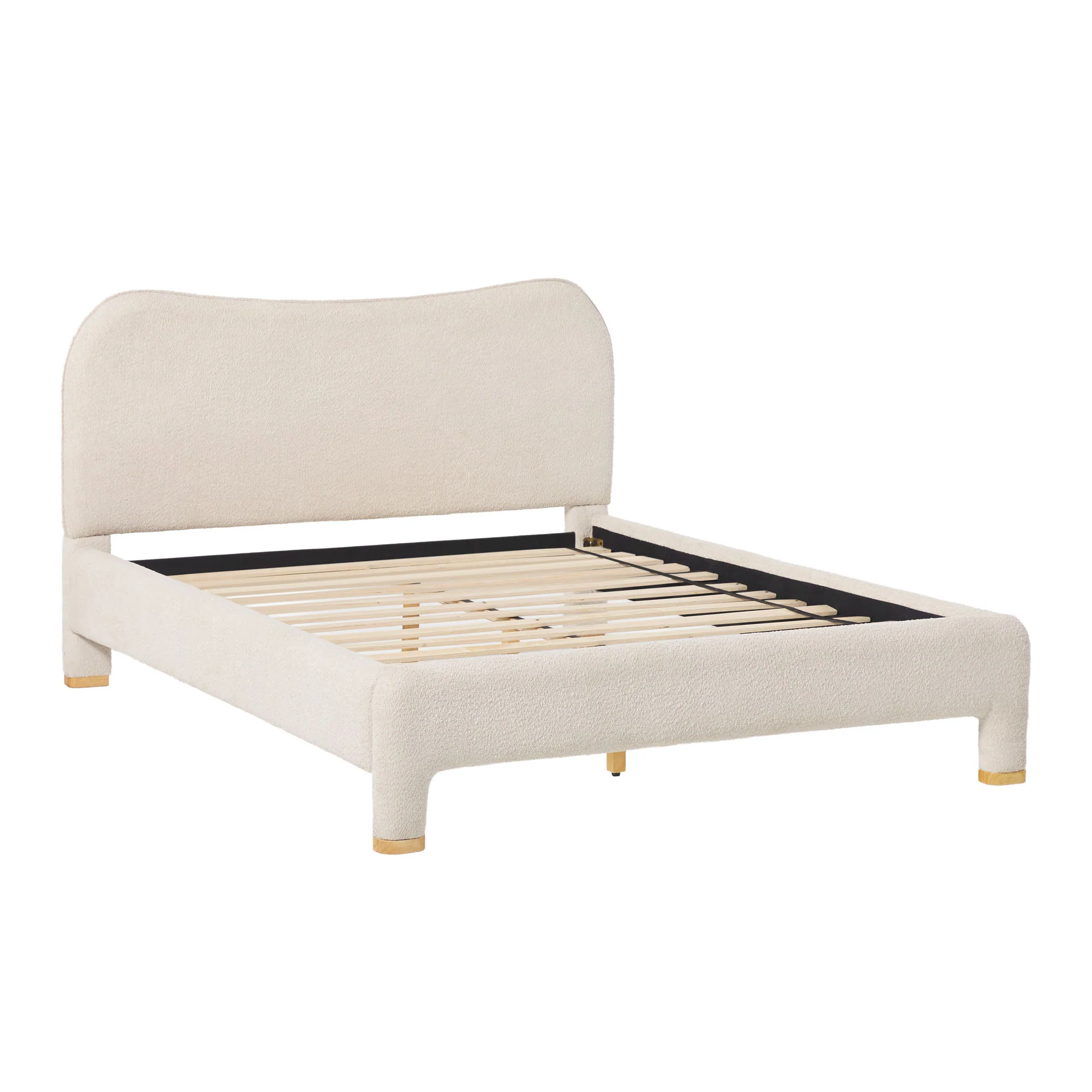 Chantelle Modern Curved Boucle Upholstered Bedframe - Image 21