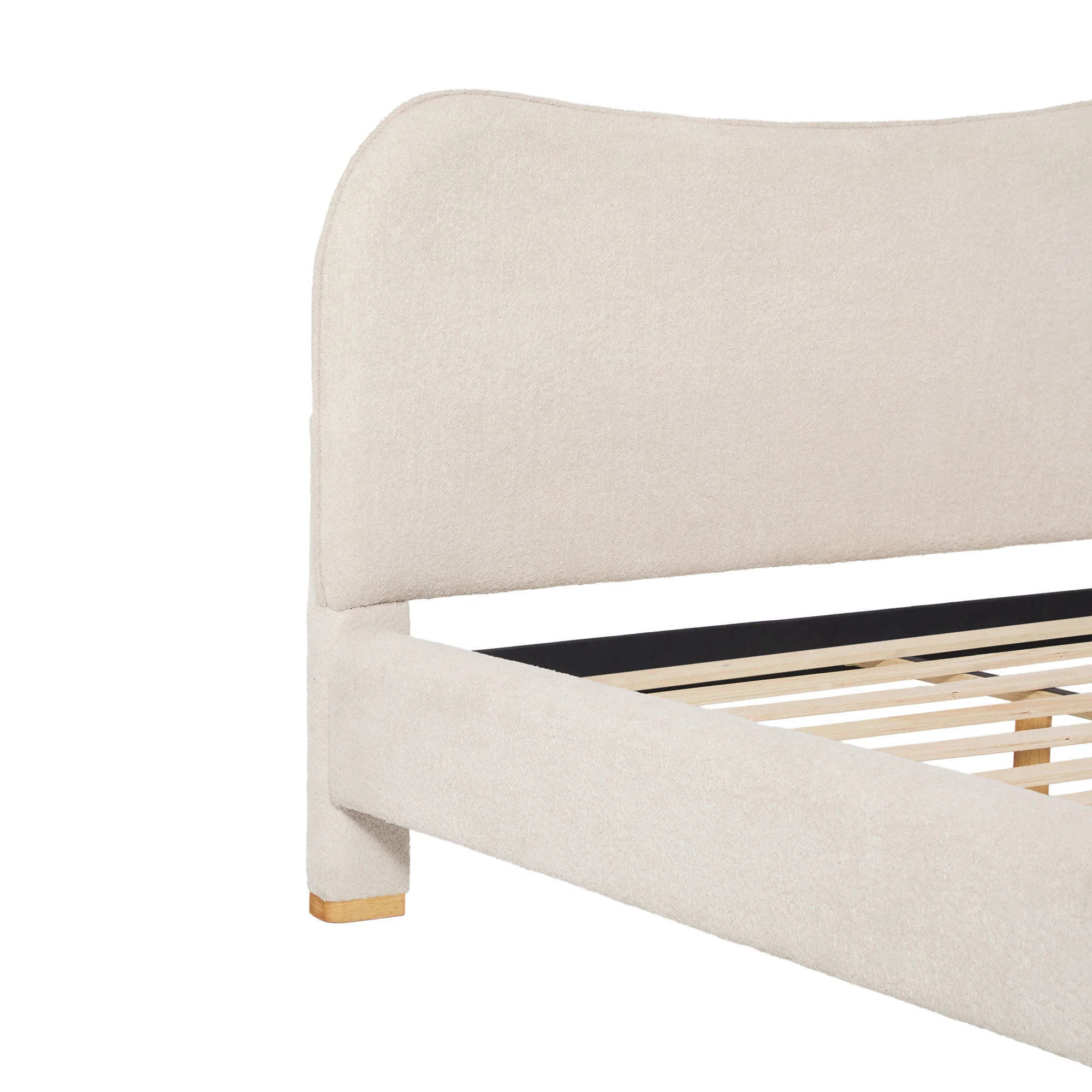 Chantelle Modern Curved Boucle Upholstered Bedframe - Image 23
