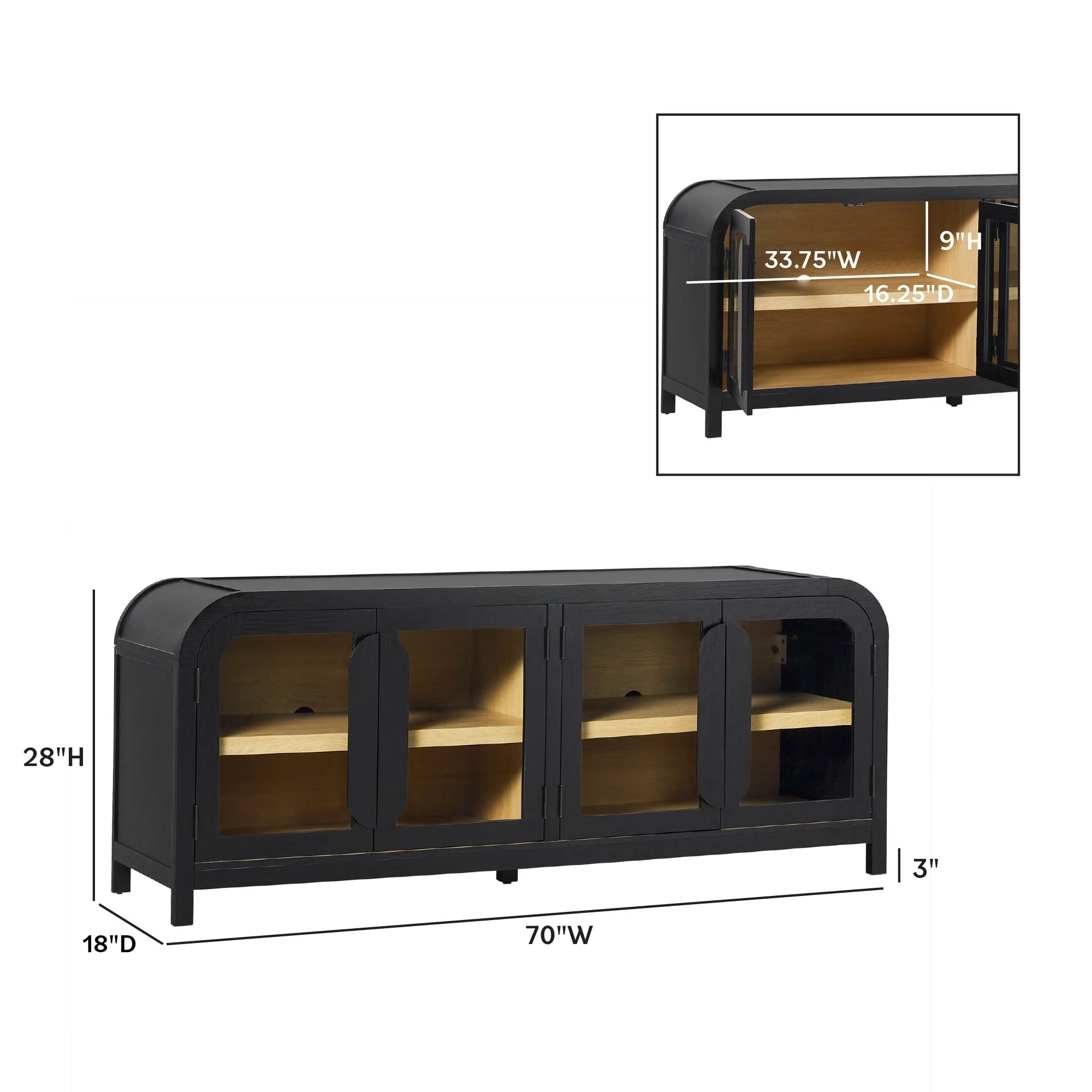 Chantelle Modern Curved Easy Assembly TV Stand - Image 10