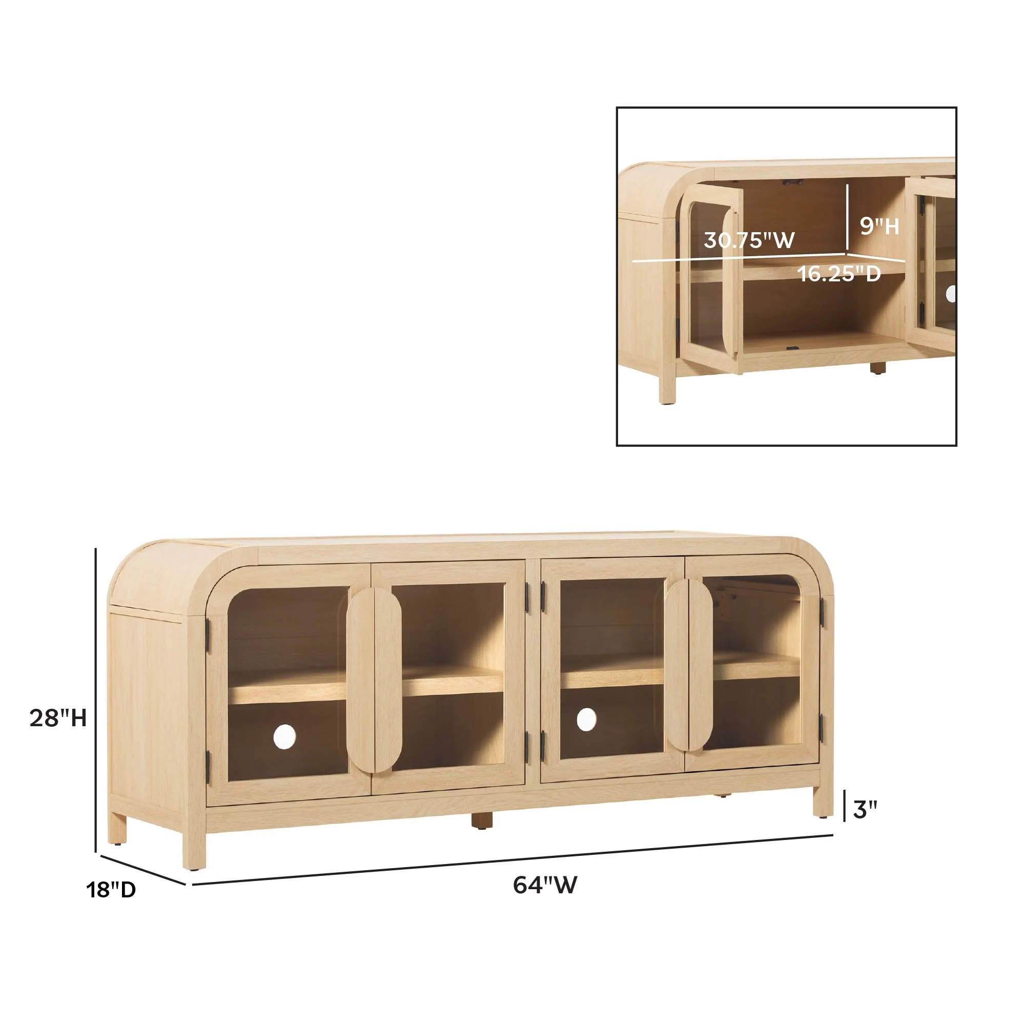 Chantelle Modern Curved Easy Assembly TV Stand - Image 23