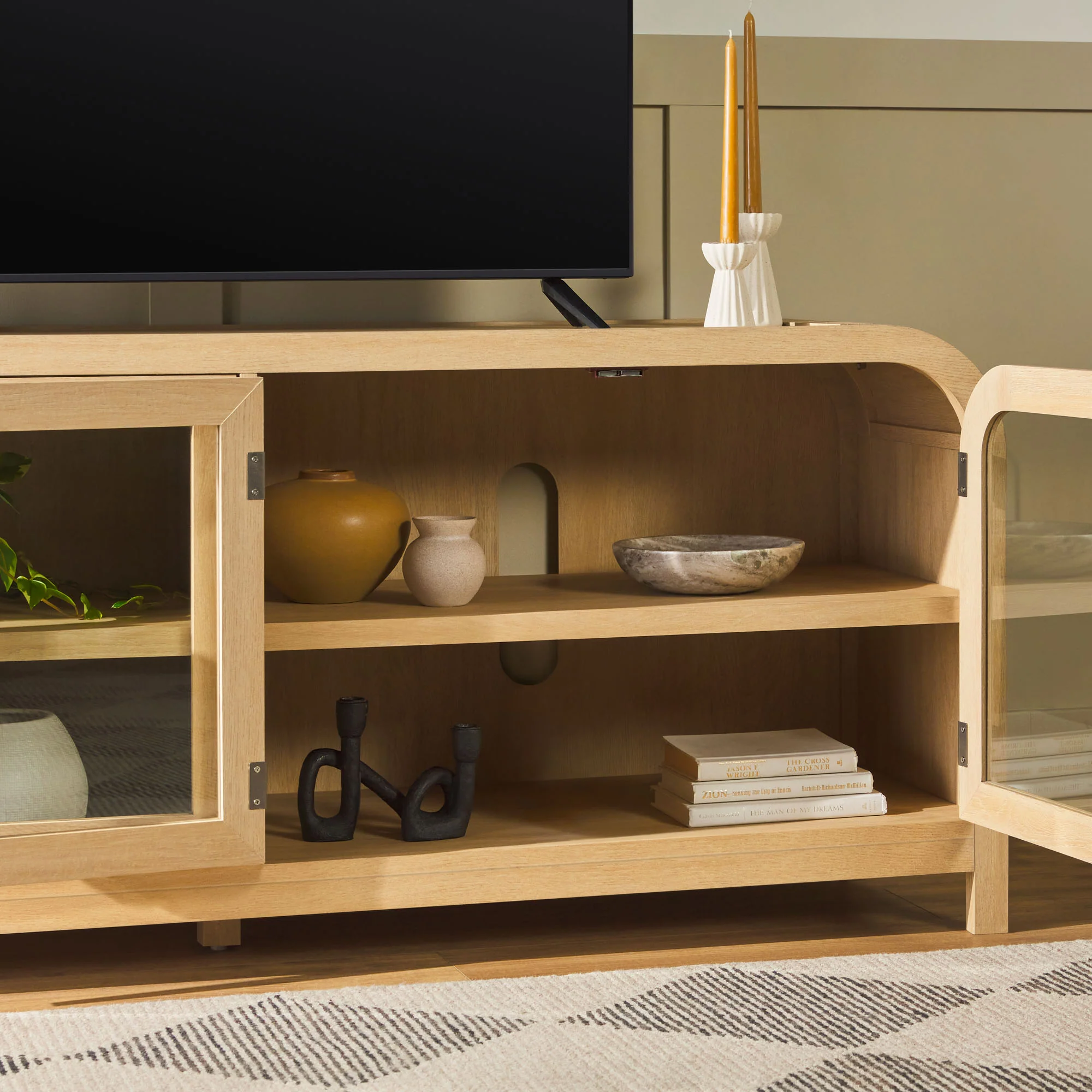 Chantelle Modern Curved Easy Assembly TV Stand - Image 28