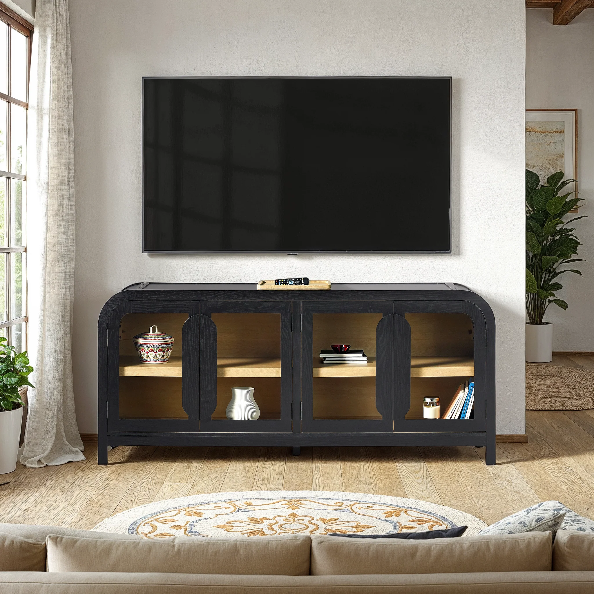Chantelle Modern Curved Easy Assembly TV Stand - Image 37