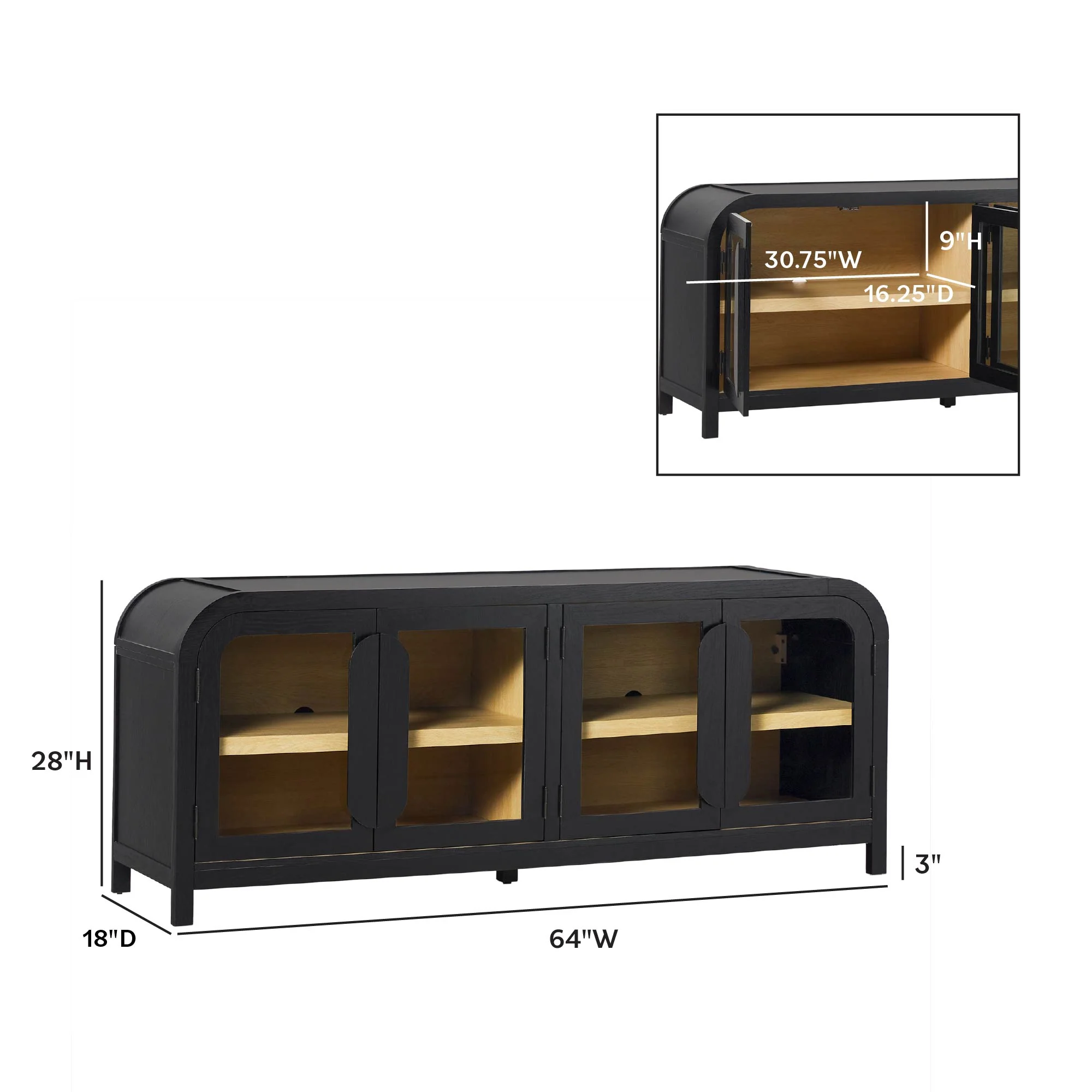 Chantelle Modern Curved Easy Assembly TV Stand - Image 38