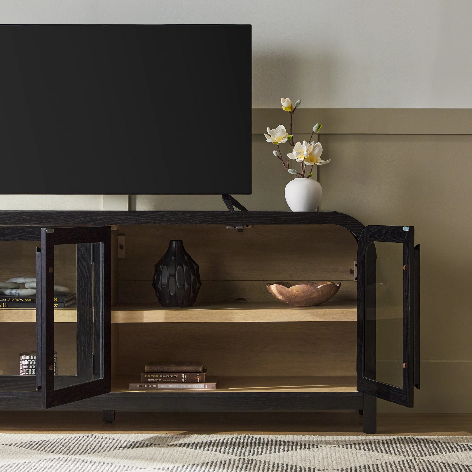 Chantelle Modern Curved Easy Assembly TV Stand - Image 45