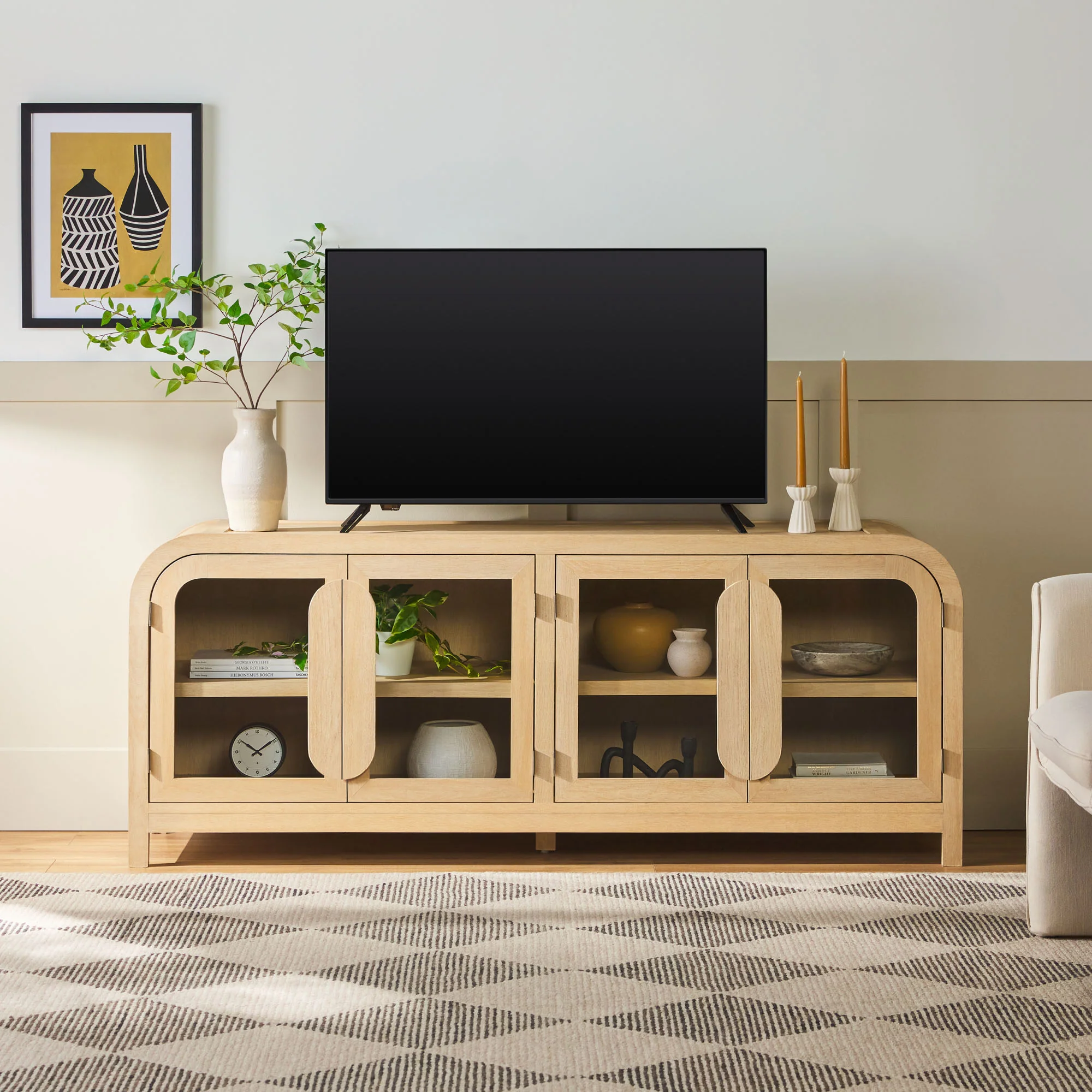 Chantelle Modern Curved Easy Assembly TV Stand - Image 51