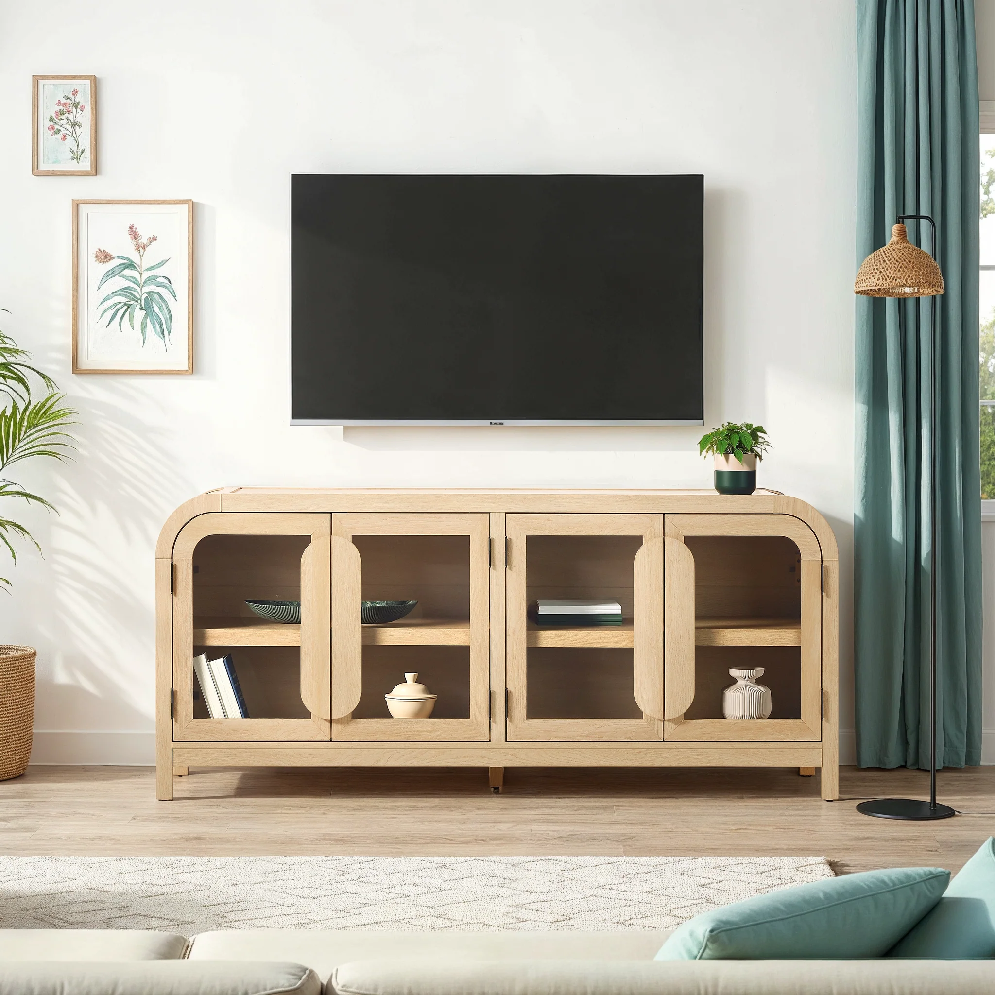 Chantelle Modern Curved Easy Assembly TV Stand - Image 52