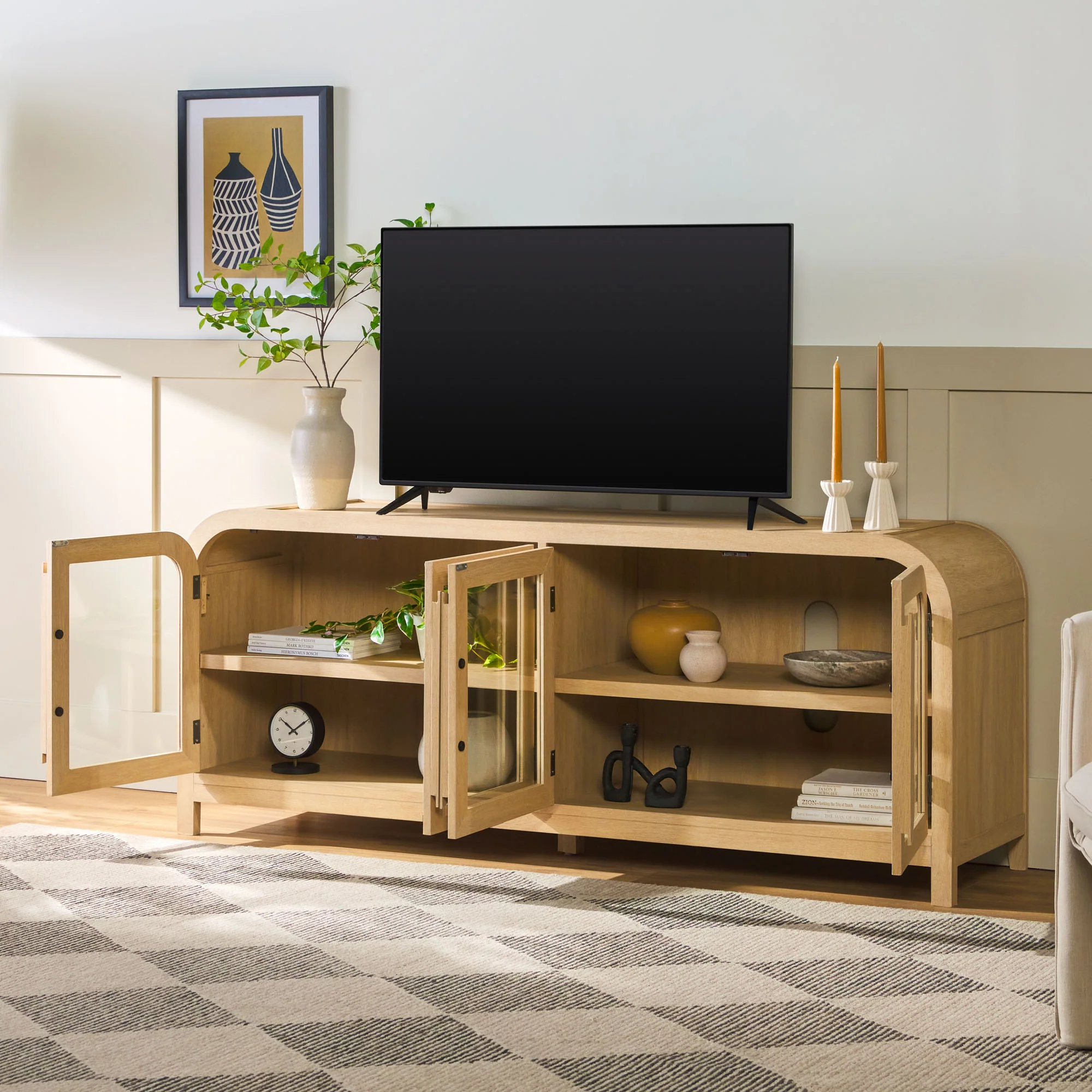 Chantelle Modern Curved Easy Assembly TV Stand - Image 53