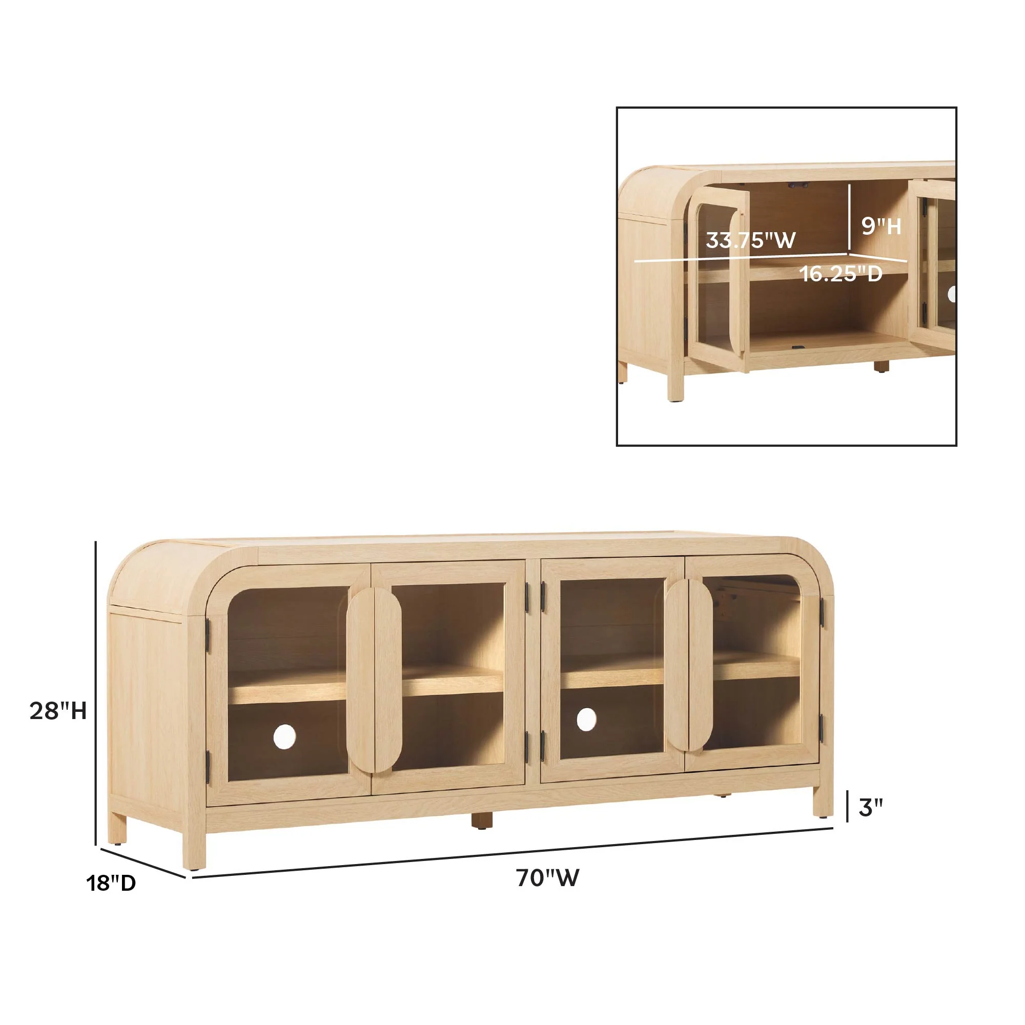 Chantelle Modern Curved Easy Assembly TV Stand - Image 56