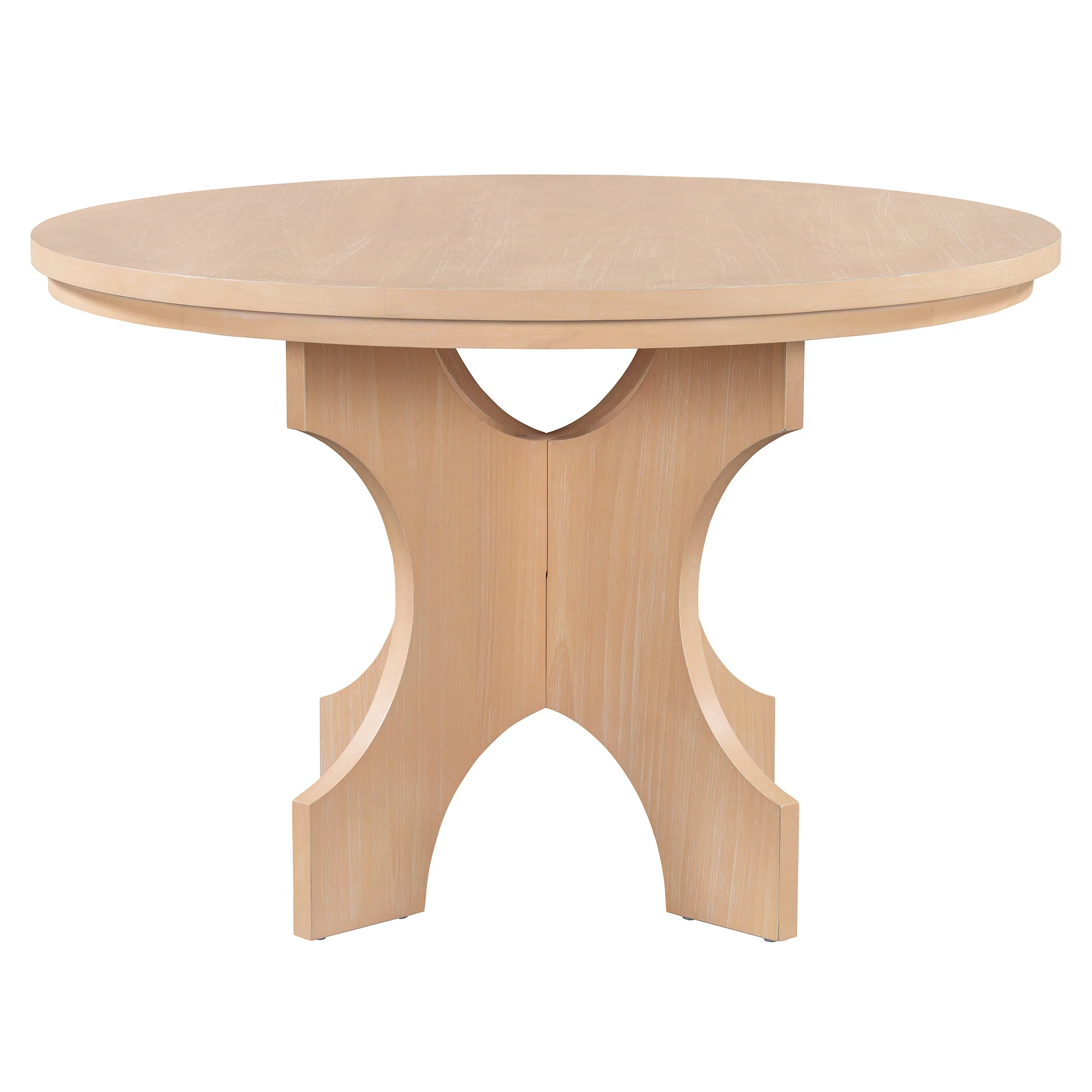 Walker Edison | Charming 5-Piece Rustic Round Dining Set with Chairs and Curved Bench - Image 11