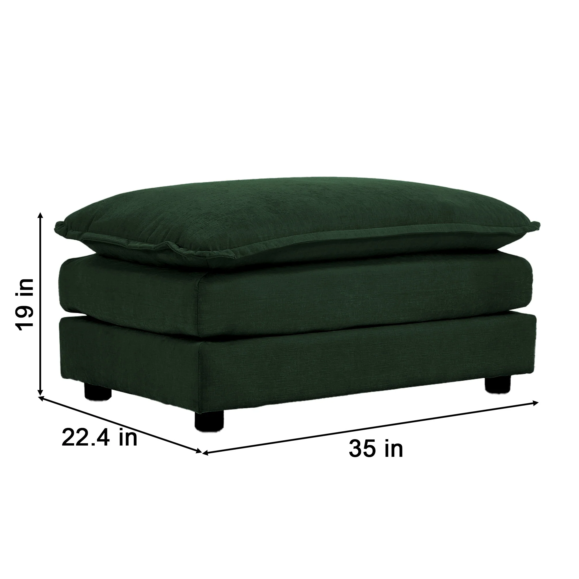 Chenille Green Ottoman - Image 2