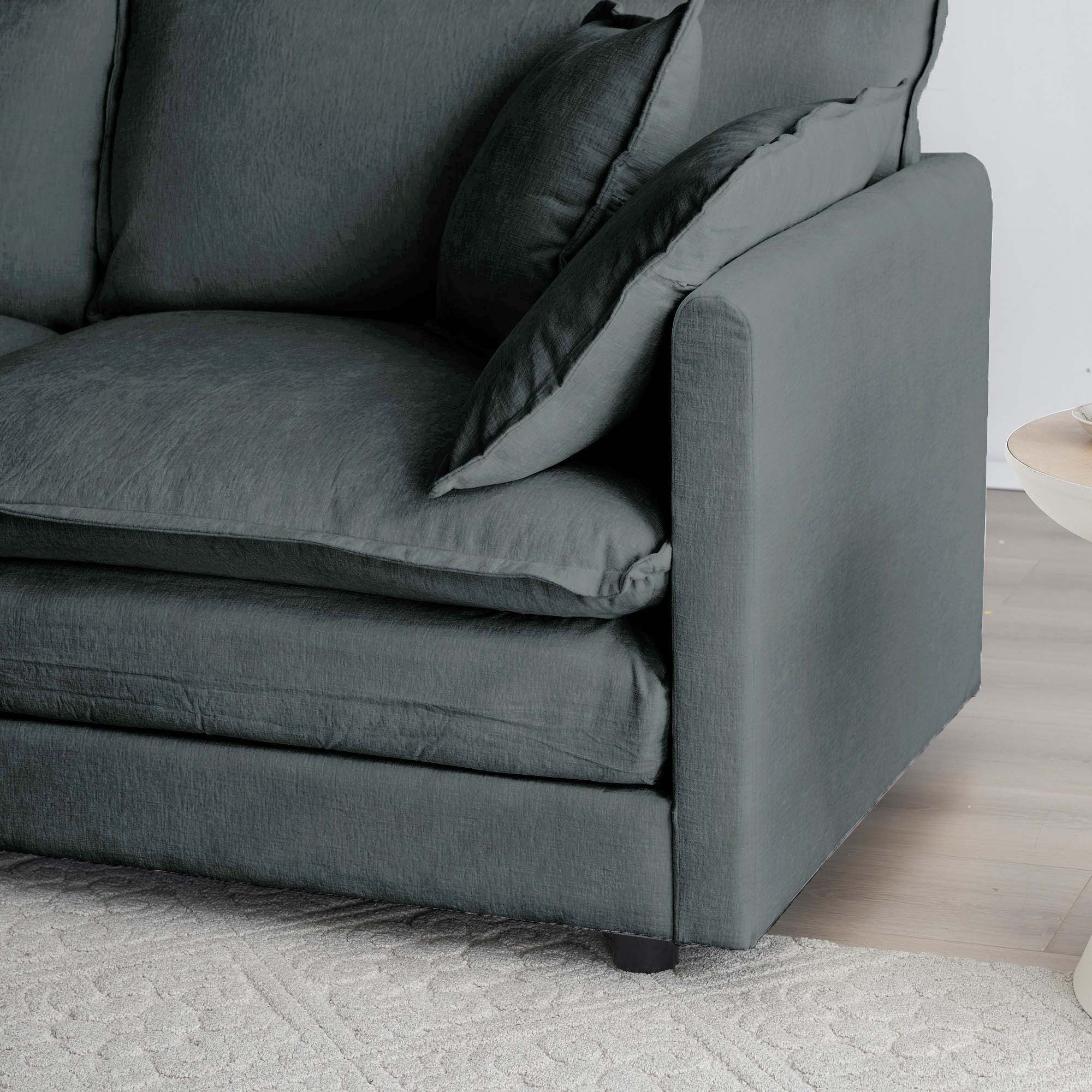 Walker Edison | Chenille Two-Seater Sofa with Ottoman - Image 10