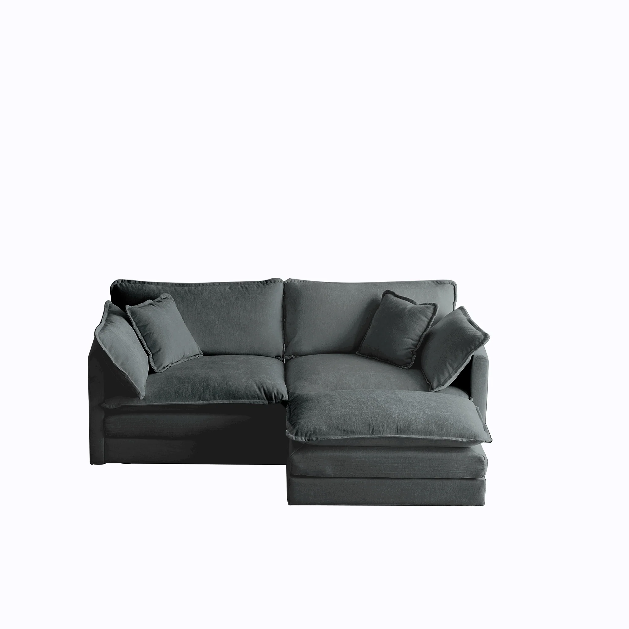 Walker Edison | Chenille Two-Seater Sofa with Ottoman - Image 6