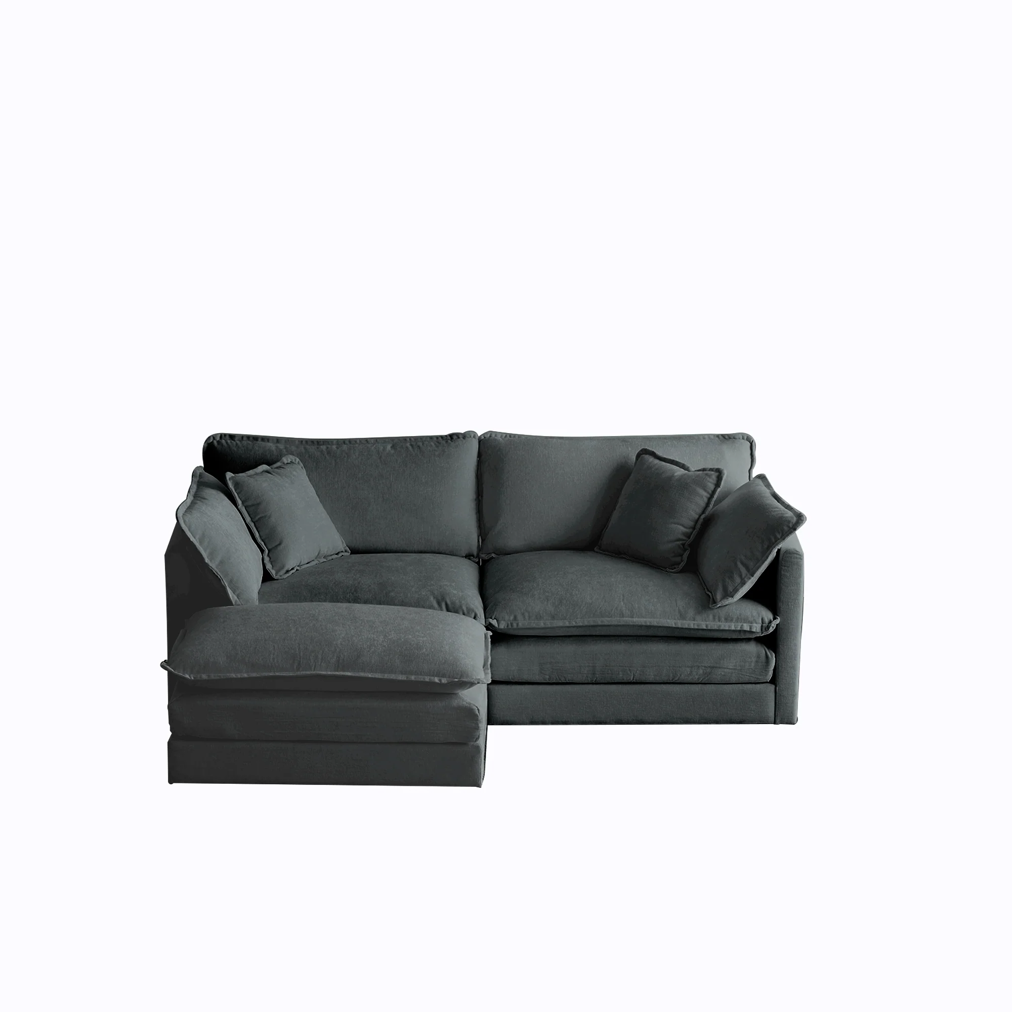 Walker Edison | Chenille Two-Seater Sofa with Ottoman - Image 7