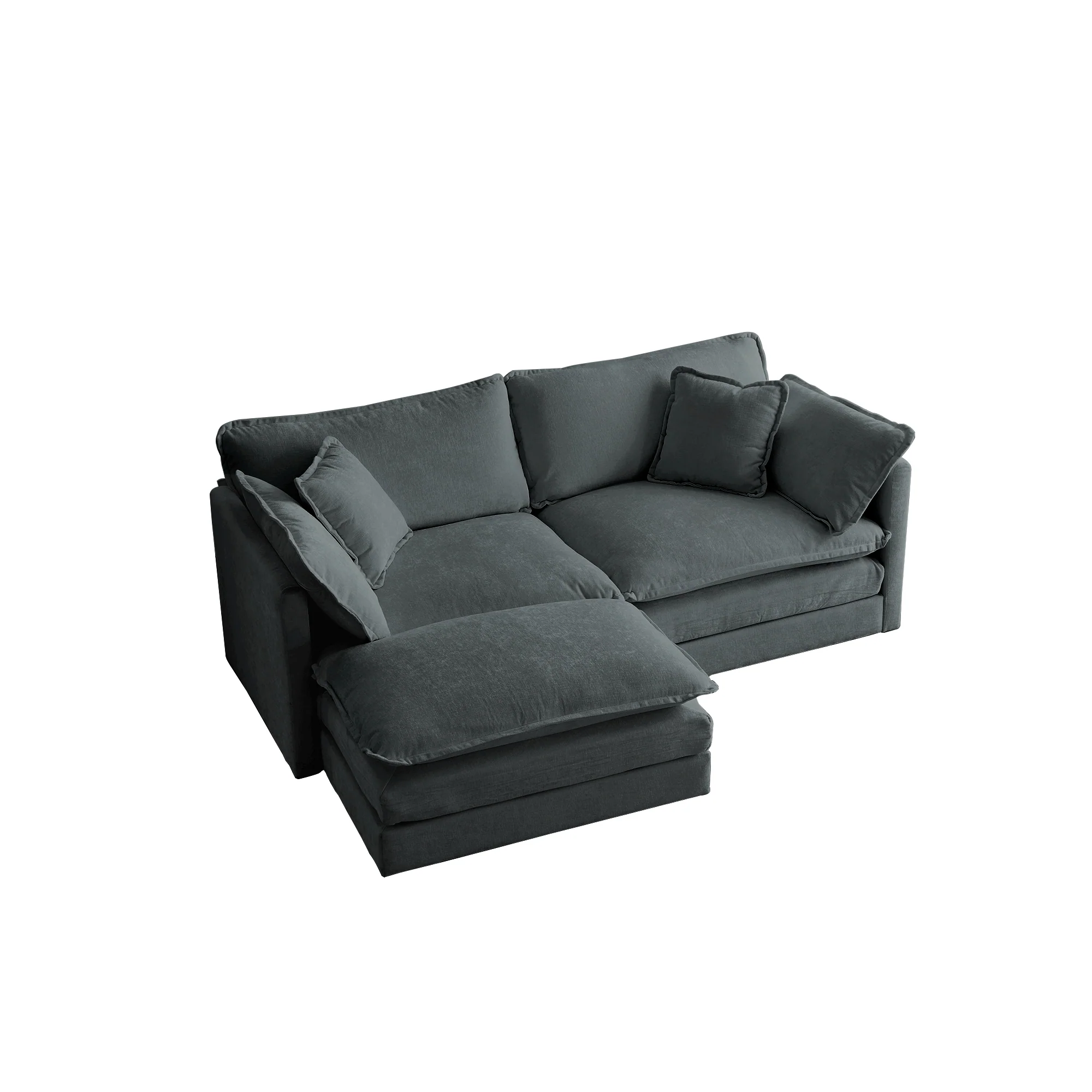 Walker Edison | Chenille Two-Seater Sofa with Ottoman - Image 8