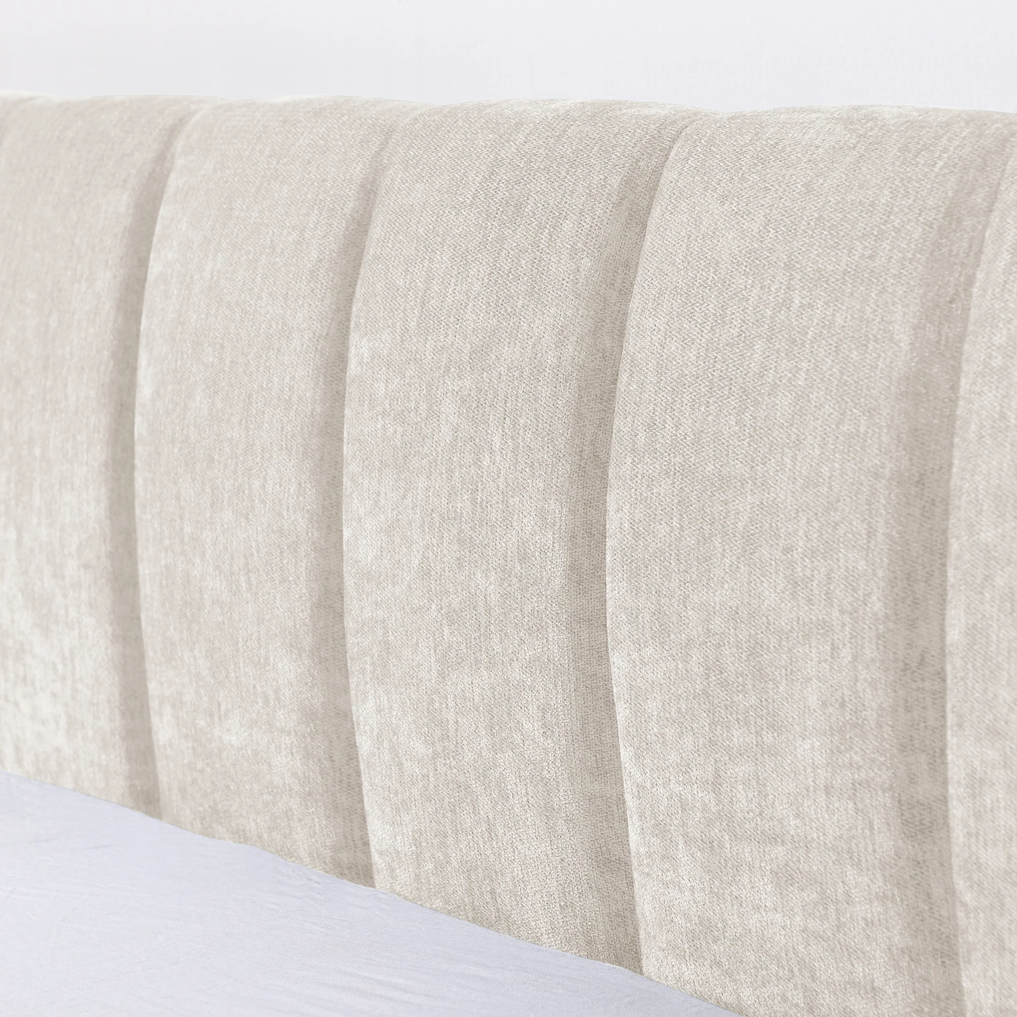 Chenille Upholstered Queen Size Upholstered Bedframe with Drawers - Image 10