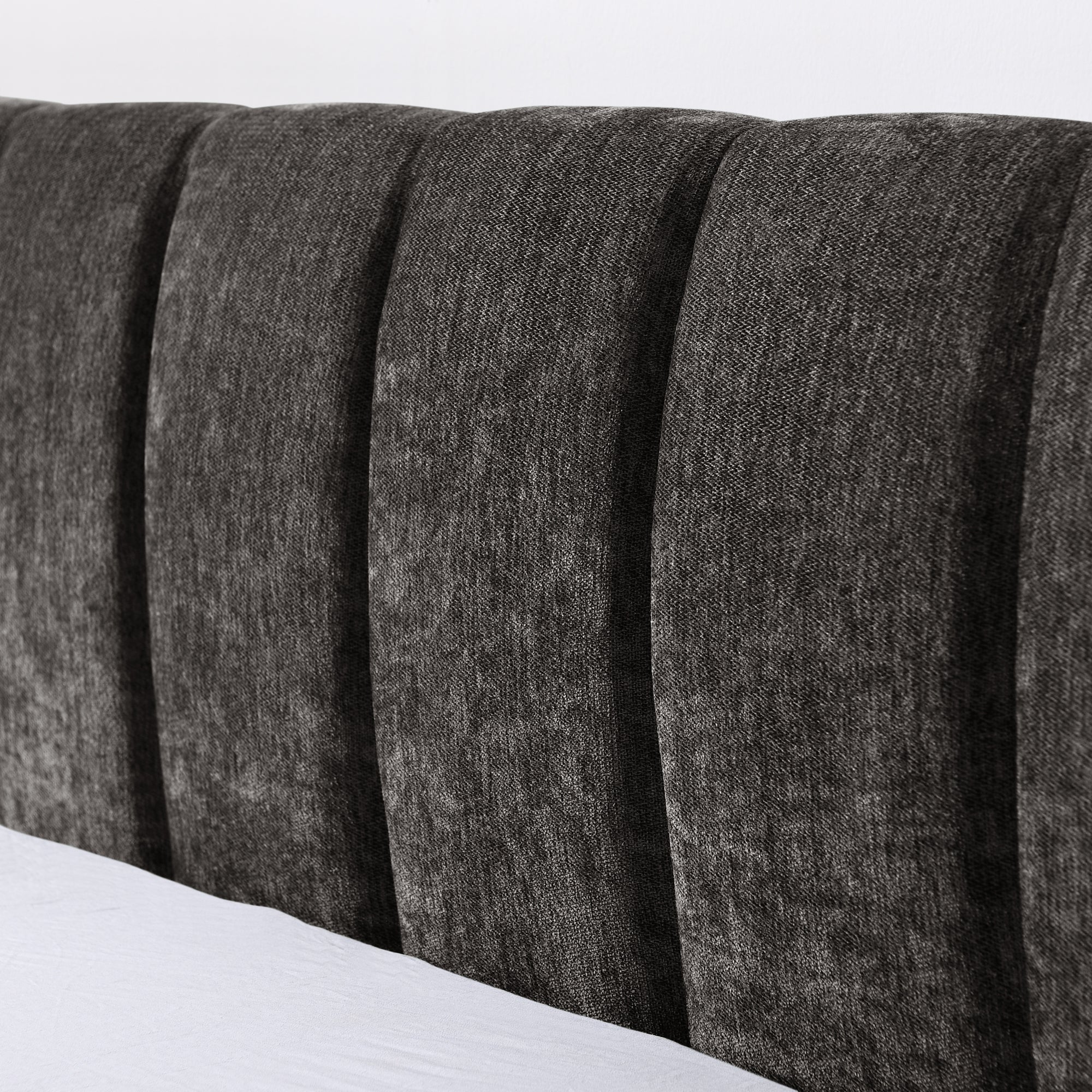 Chenille Upholstered Queen Size Upholstered Bedframe with Drawers - Image 21