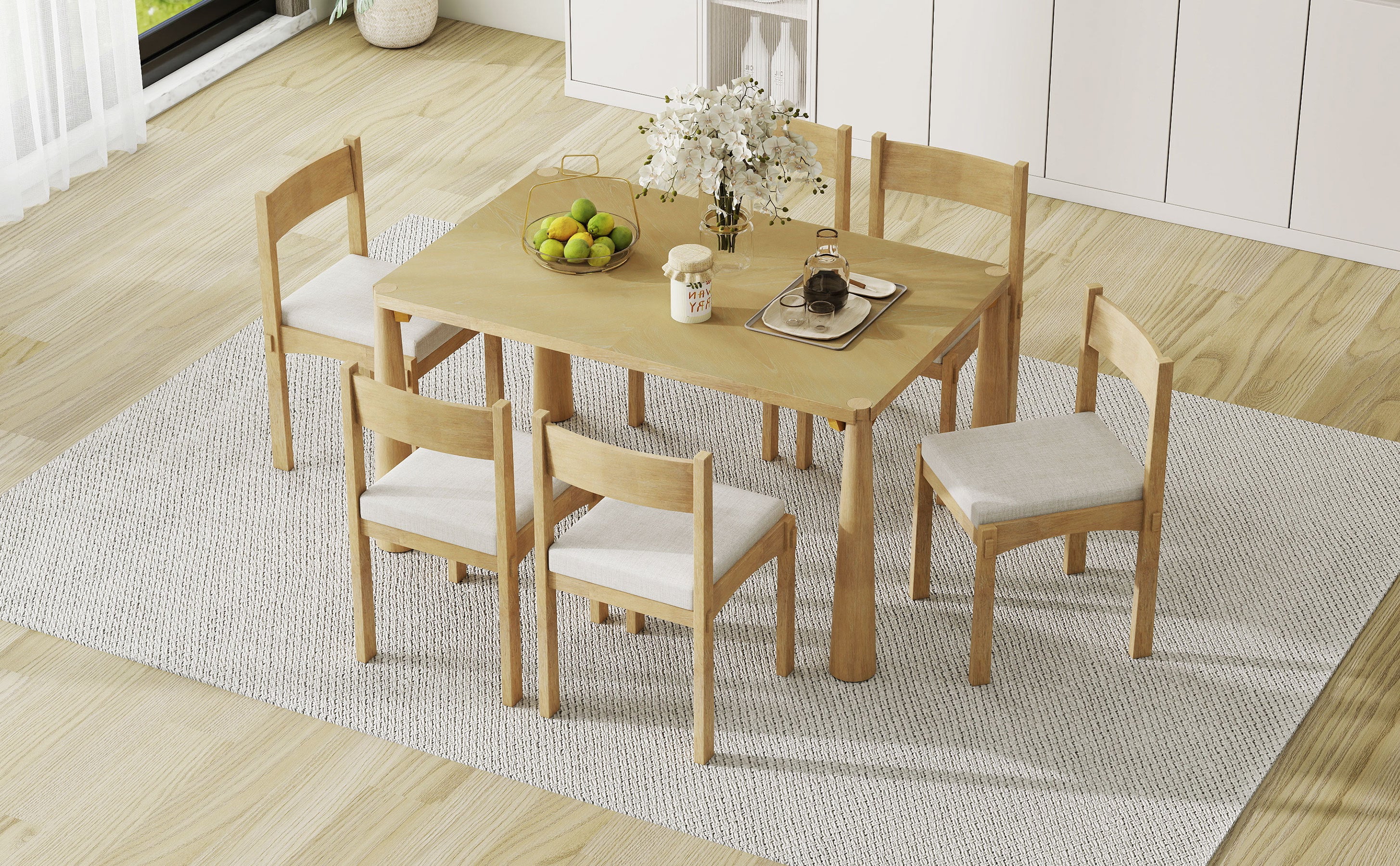 Walker Edison | Classic Modern 7-Piece Dining Table Set for 6 - Image 23