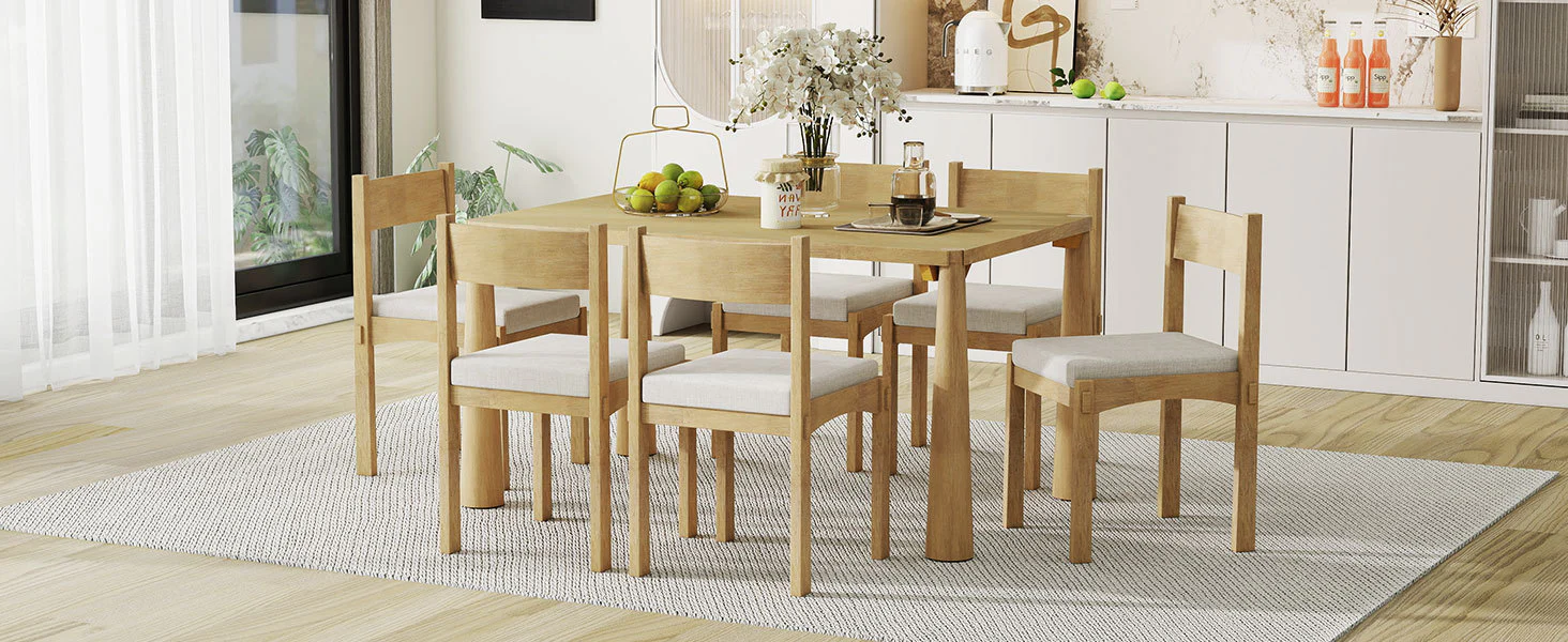 Walker Edison | Classic Modern 7-Piece Dining Table Set for 6 - Image 24