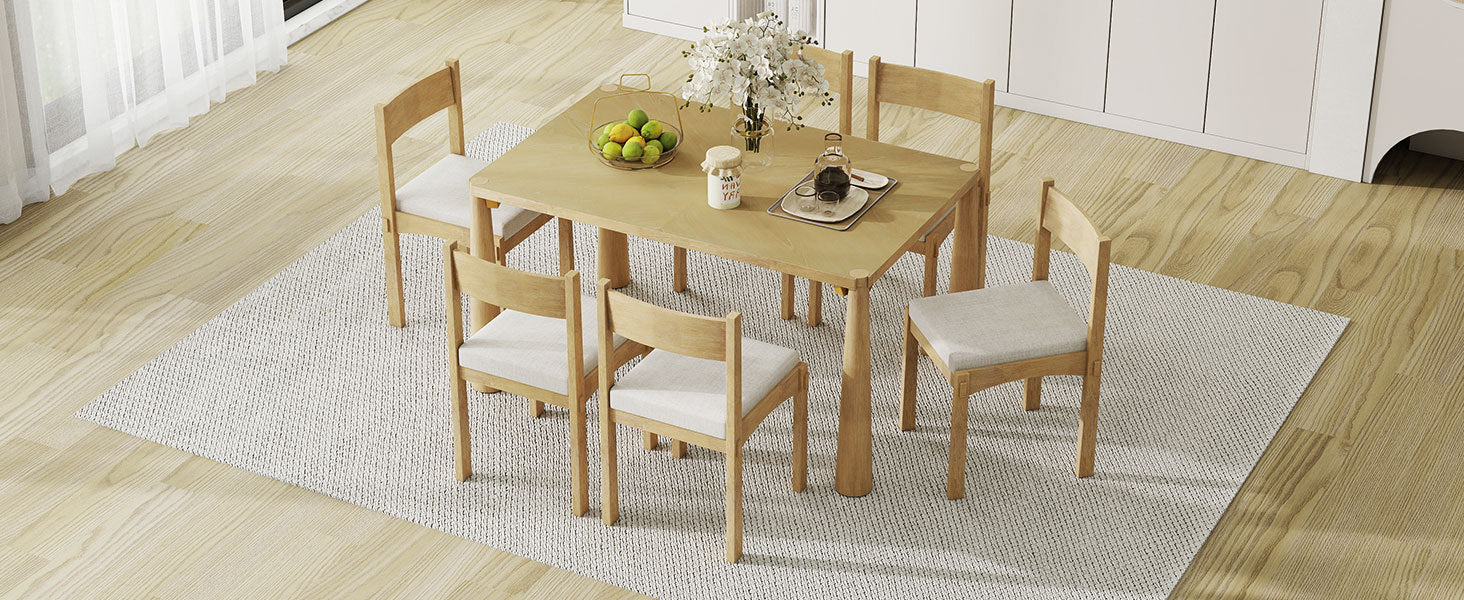 Walker Edison | Classic Modern 7-Piece Dining Table Set for 6 - Image 26