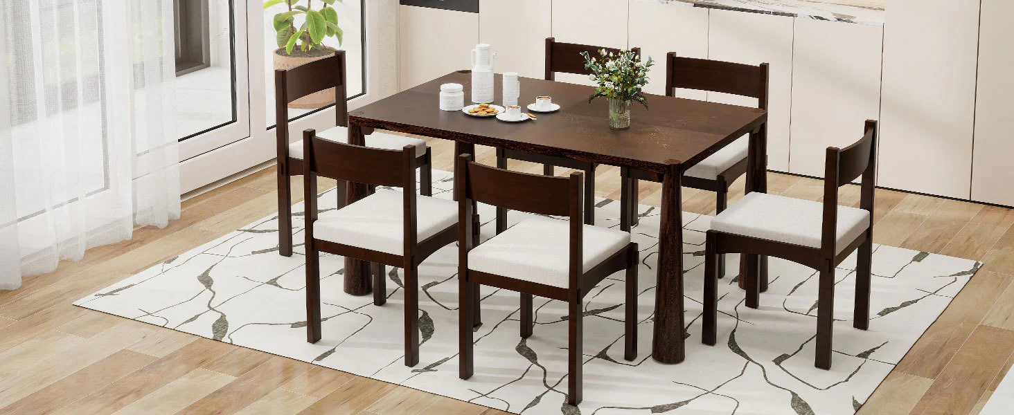 Walker Edison | Classic Modern 7-Piece Dining Table Set for 6 - Image 28