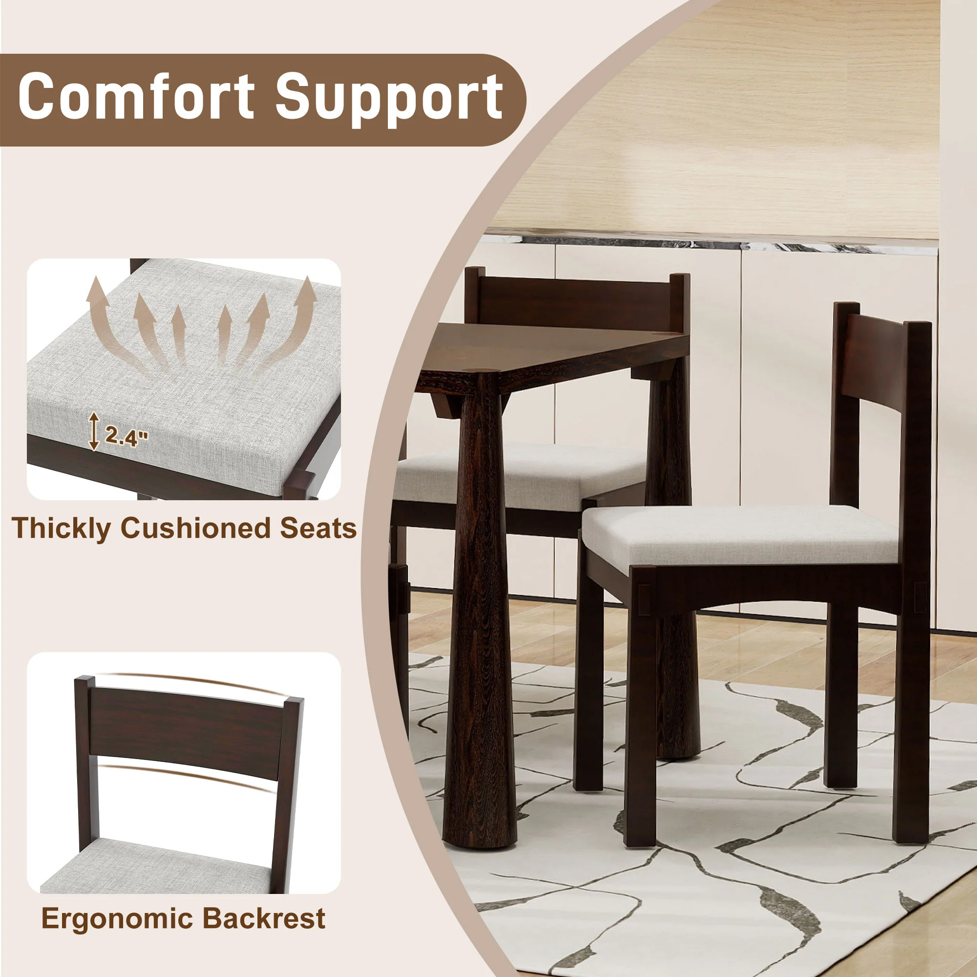 Walker Edison | Classic Modern 7-Piece Dining Table Set for 6 - Image 29