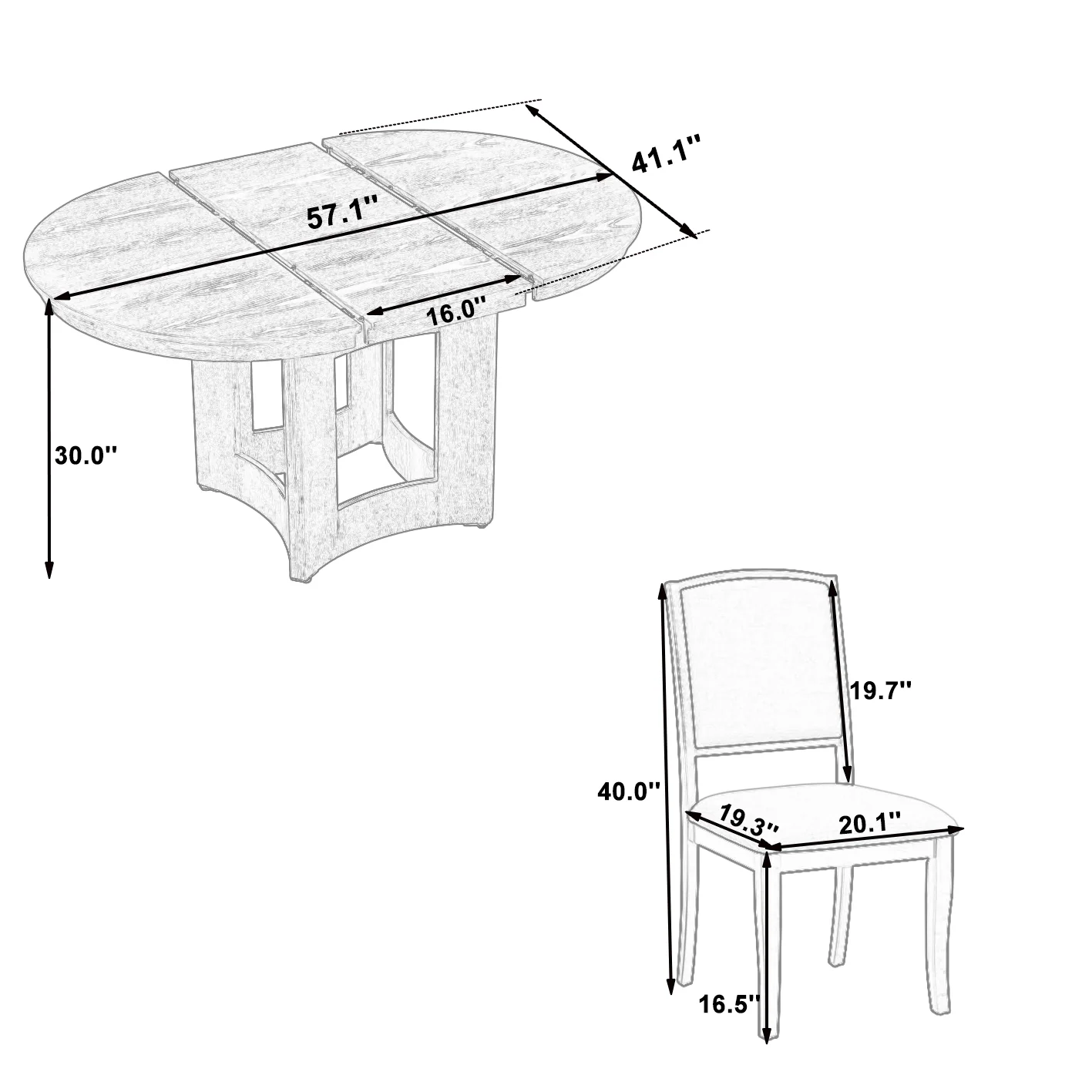 Classic Modern Extendable Round Dining Table Set for 4 - Image 6