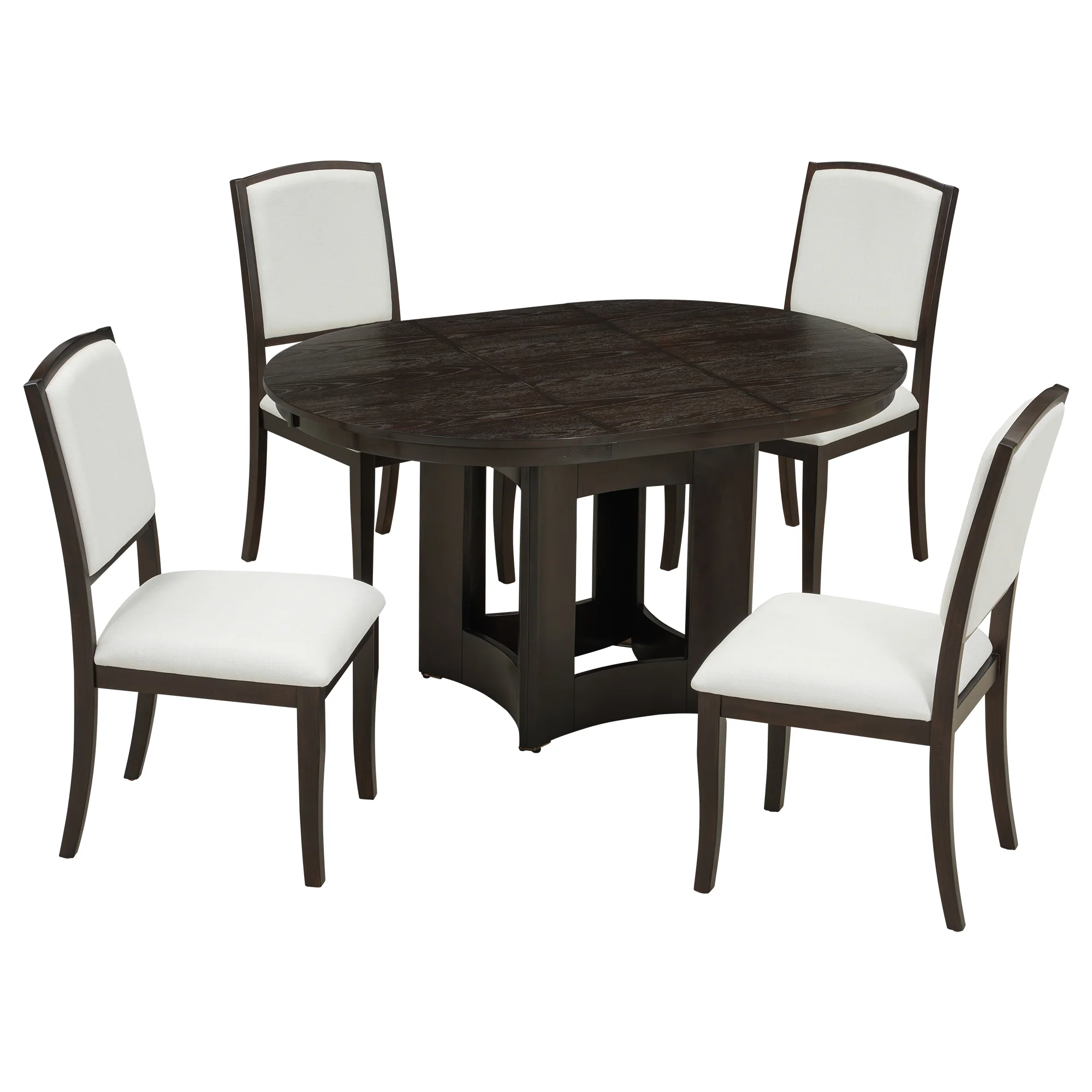 Classic Modern Extendable Round Dining Table Set for 4 - Image 8