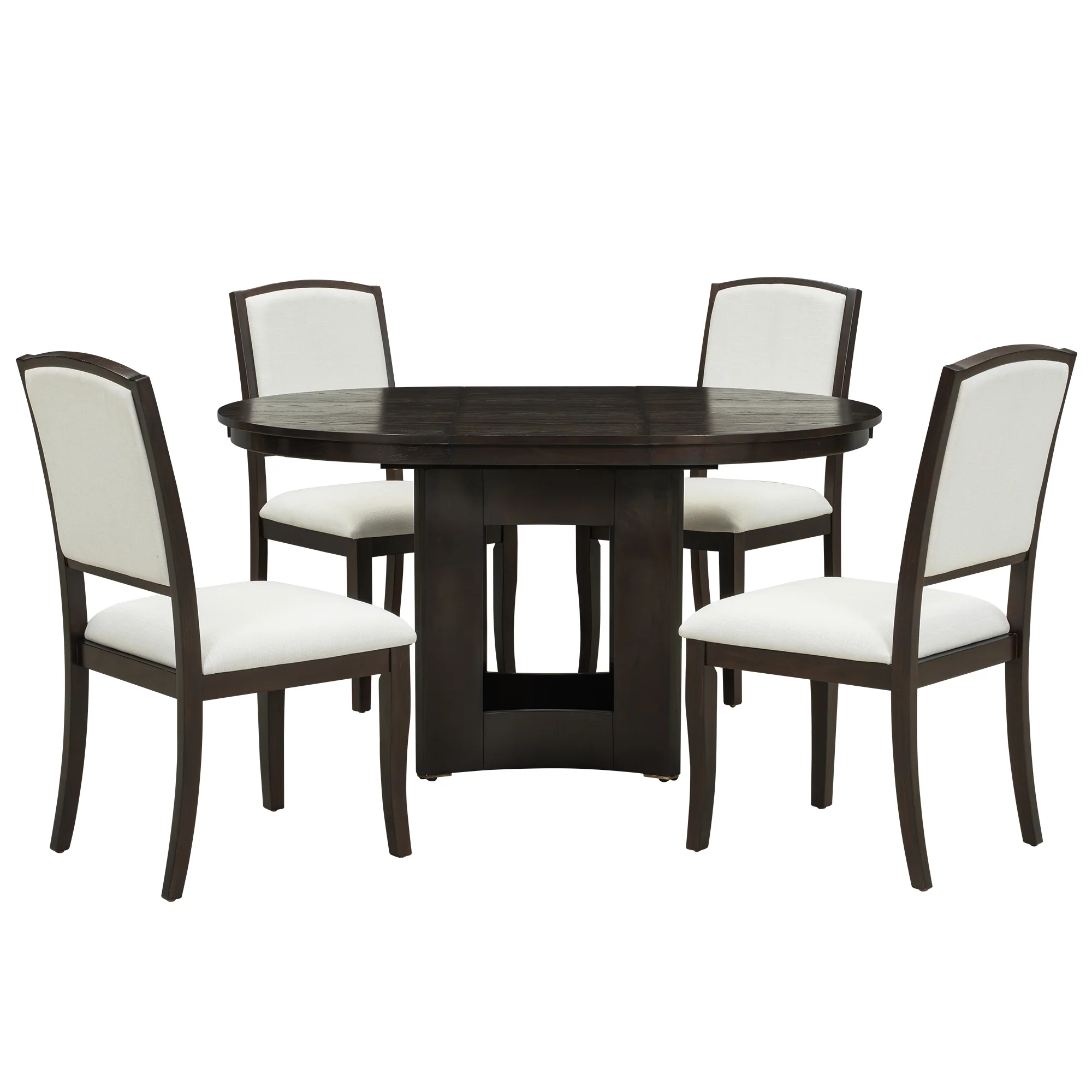 Classic Modern Extendable Round Dining Table Set for 4 - Image 9