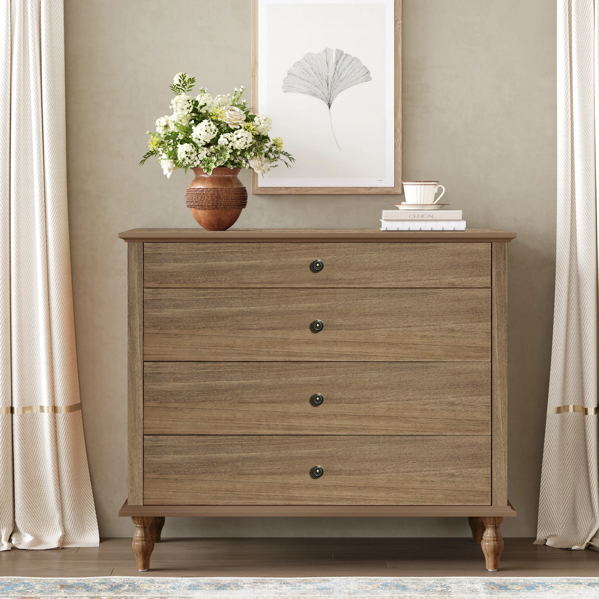 Classic Modern Wide 4-Drawer Chest Dresser