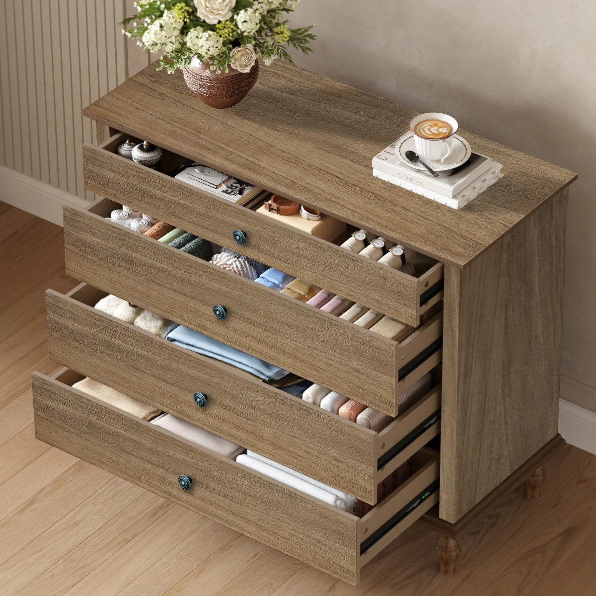 Classic Modern Wide 4-Drawer Chest Dresser - Image 2