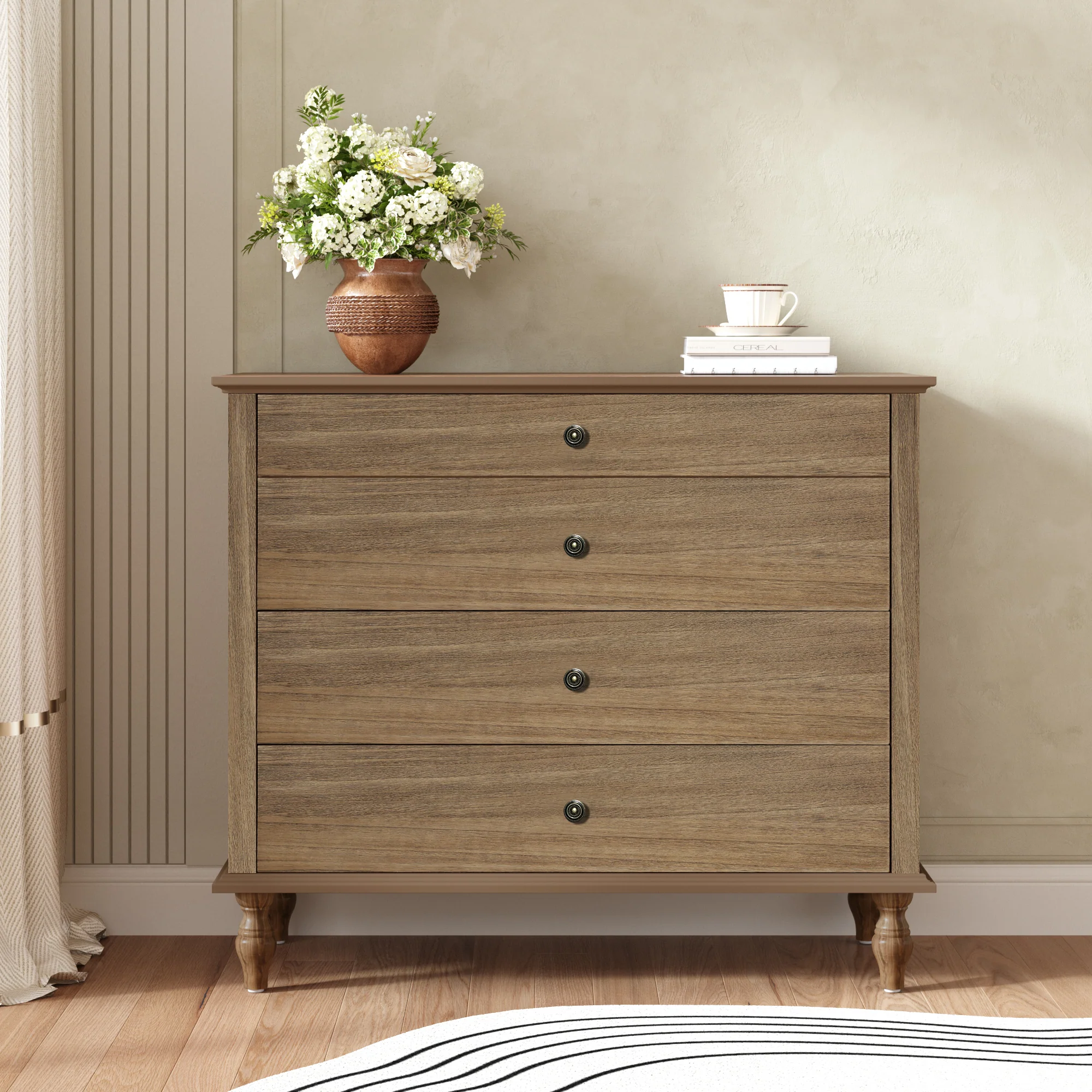 Classic Modern Wide 4-Drawer Chest Dresser - Image 3