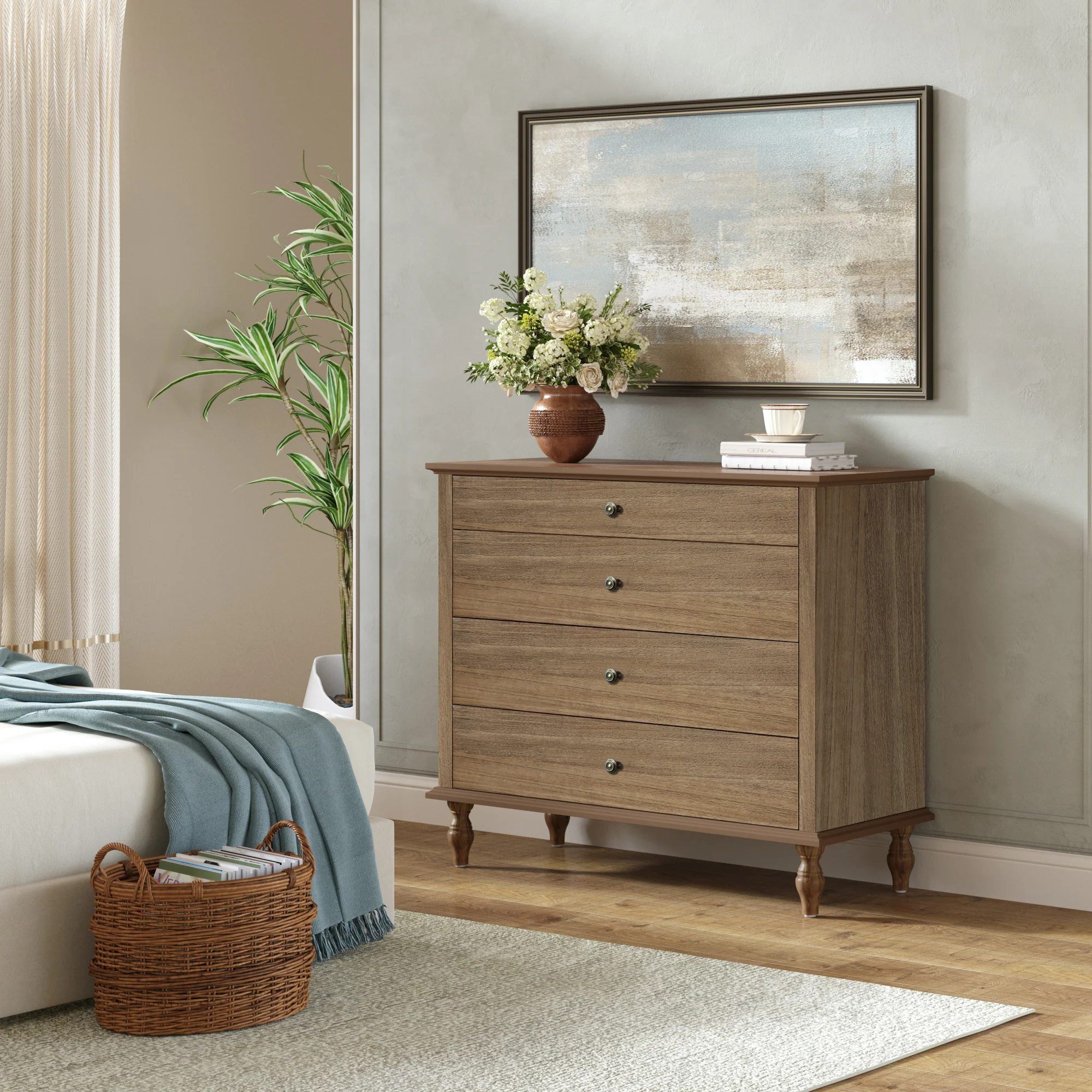 Classic Modern Wide 4-Drawer Chest Dresser - Image 4