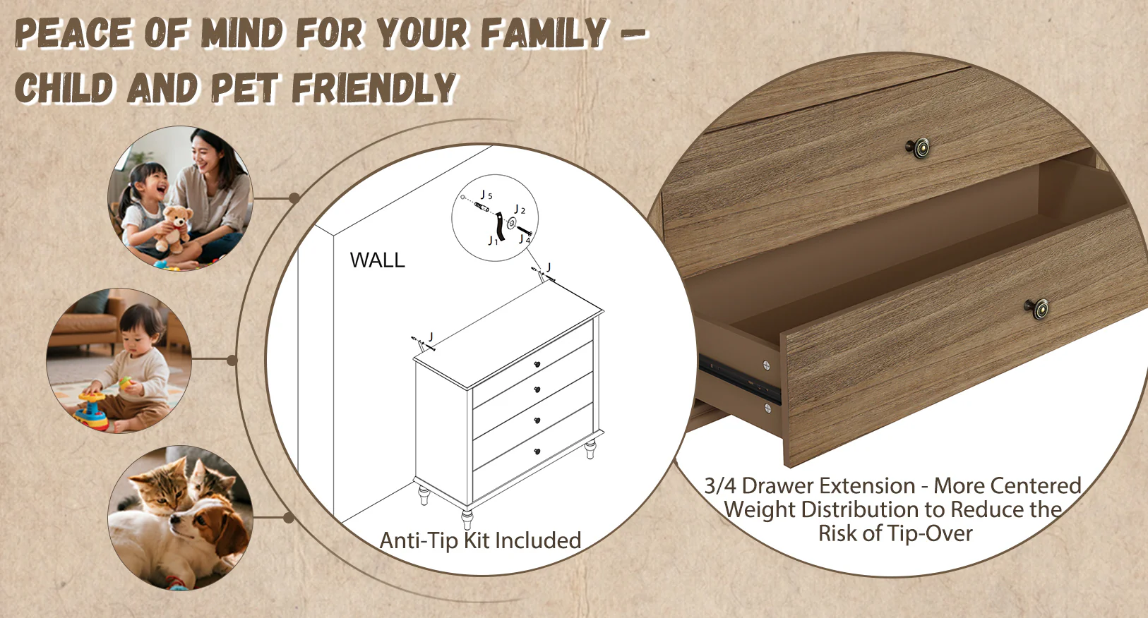 Classic Modern Wide 4-Drawer Chest Dresser - Image 8