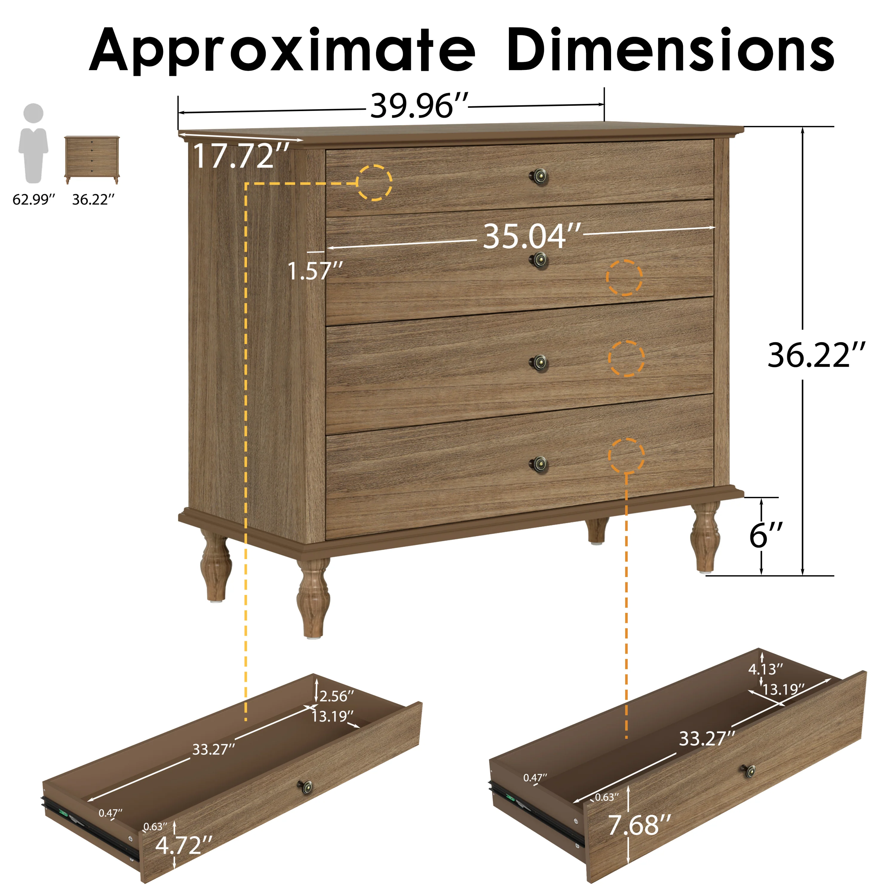 Classic Modern Wide 4-Drawer Chest Dresser - Image 9