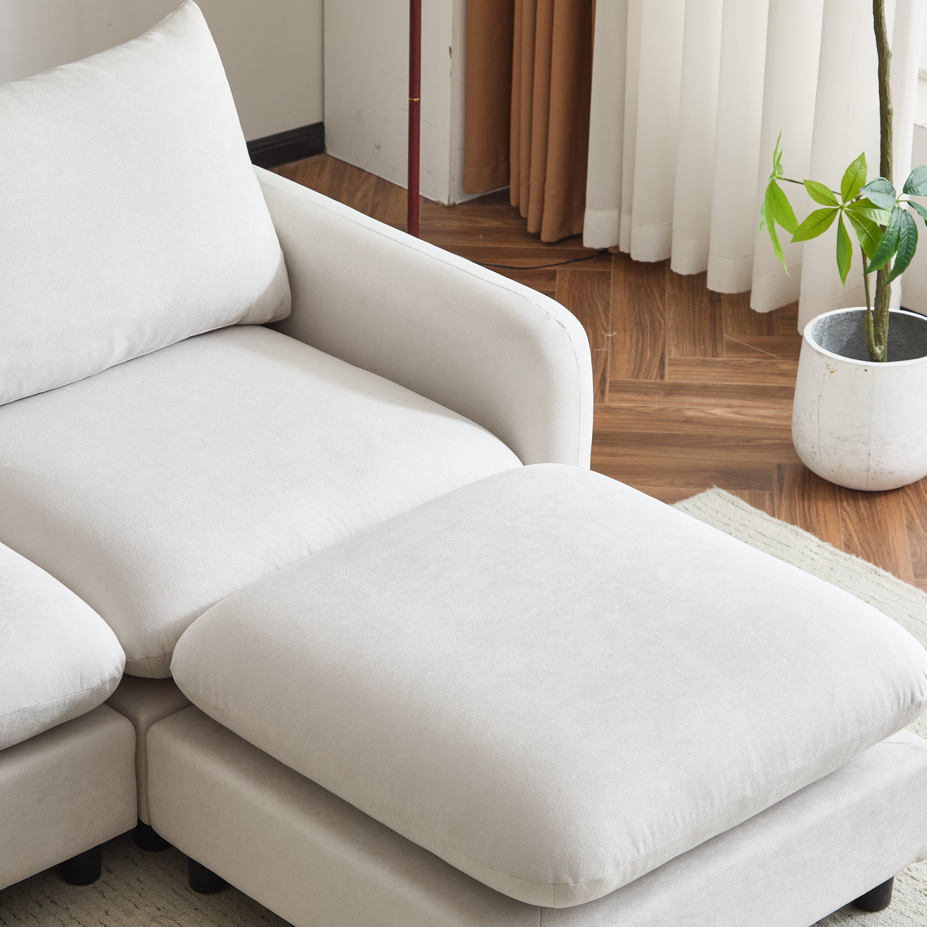 Cloud 4-Piece Modular Free Combination Sectional Sofa Couch with Ottoman - Image 3