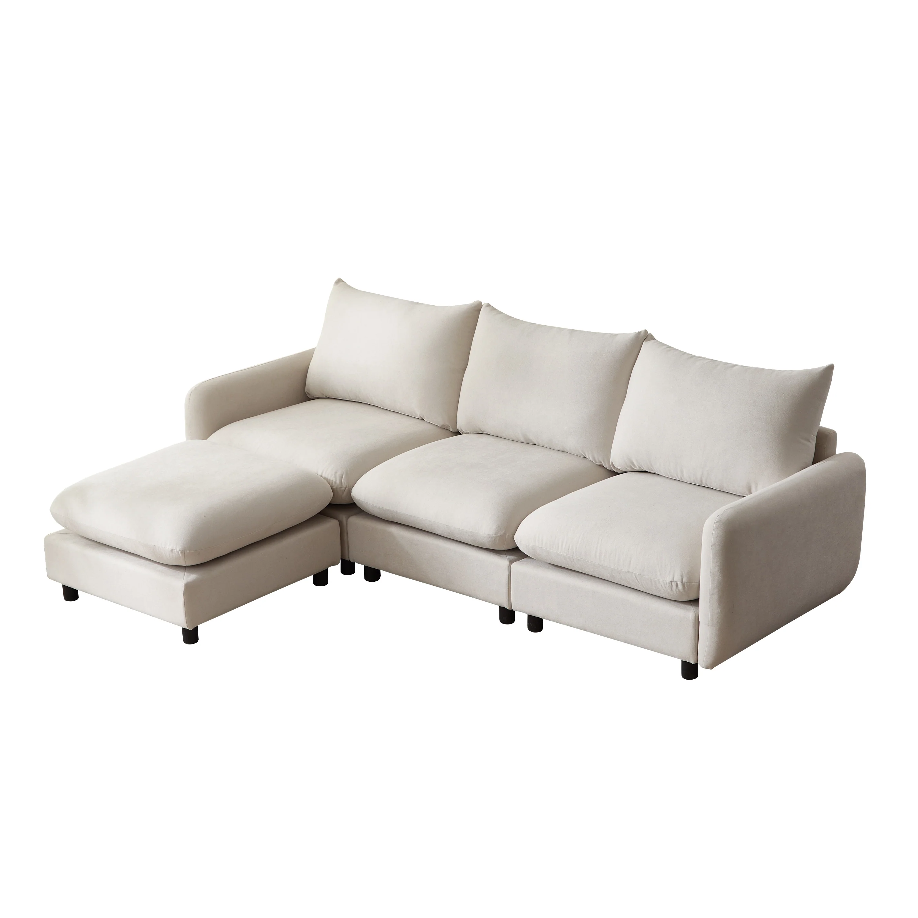 Cloud 4-Piece Modular Free Combination Sectional Sofa Couch with Ottoman - Image 8