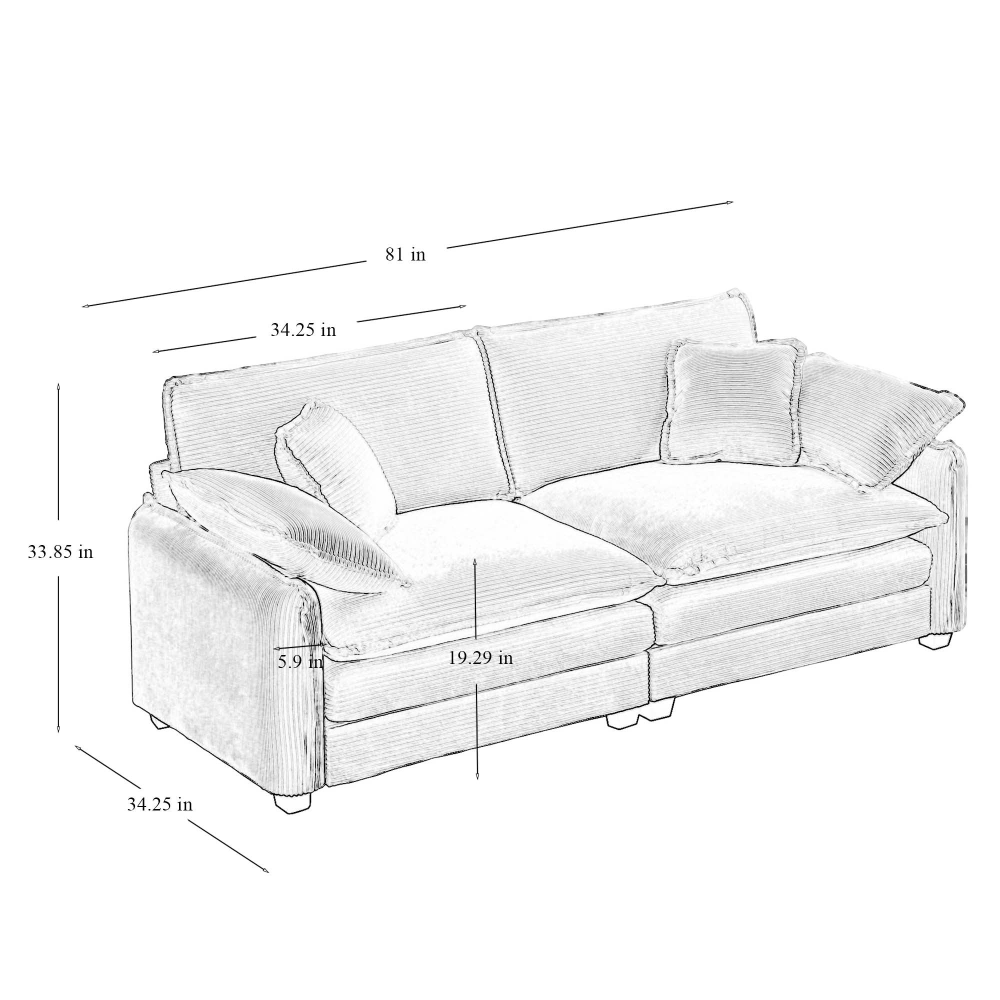 Walker Edison | Cloud Deep Corduroy Loveseat Couch - Image 5