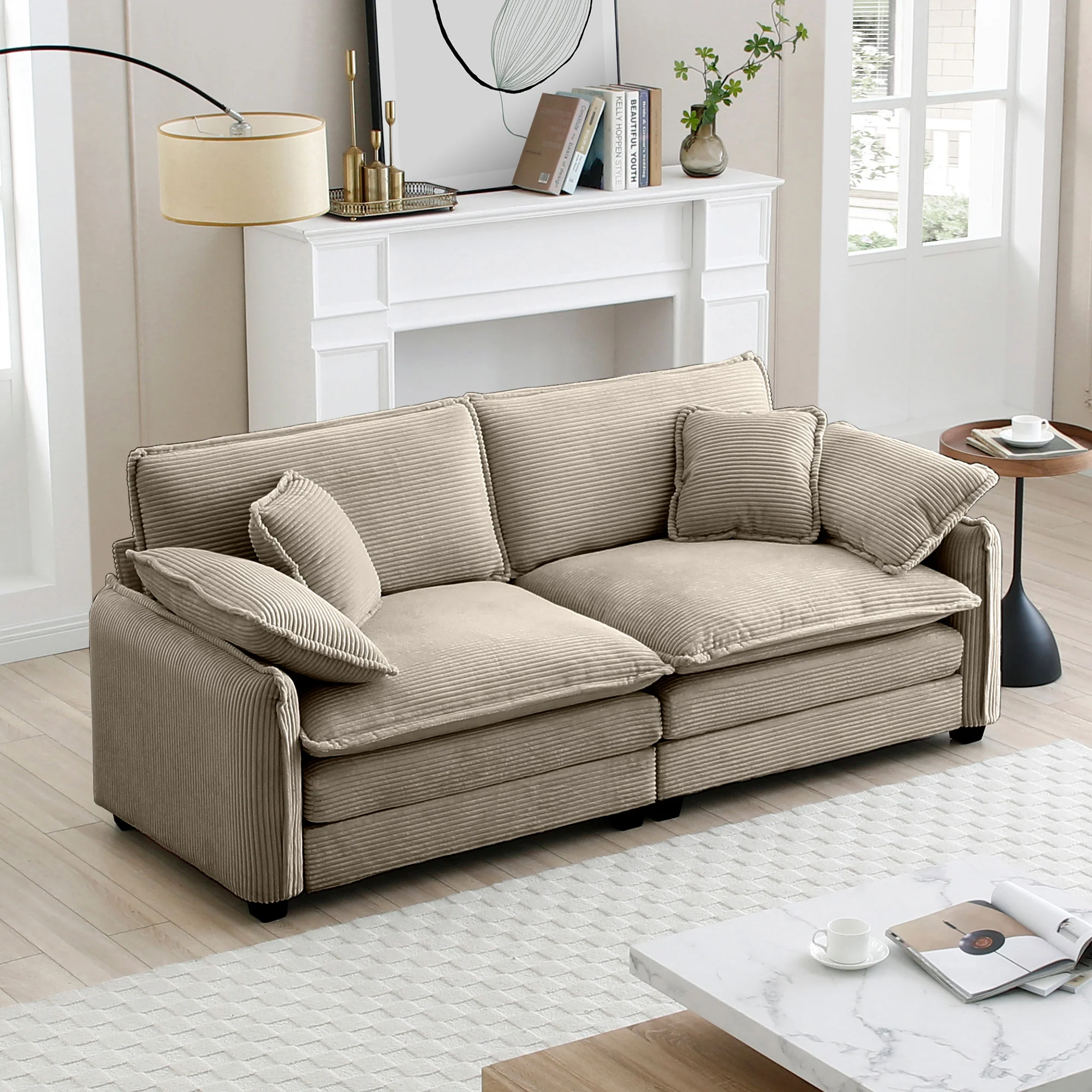 Walker Edison | Cloud Deep Corduroy Loveseat Couch - Image 9