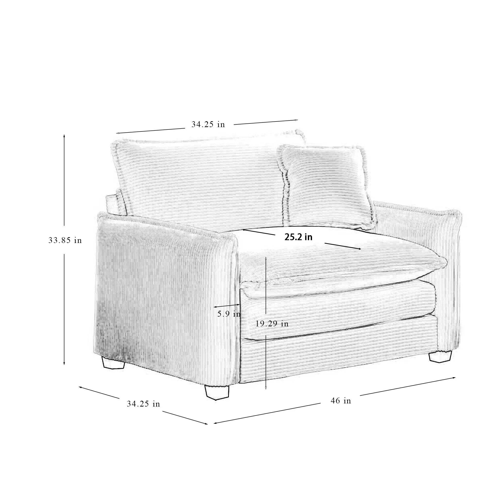 Walker Edison | Cloud Deep Seat Loveseat Sofa Set - Image 5