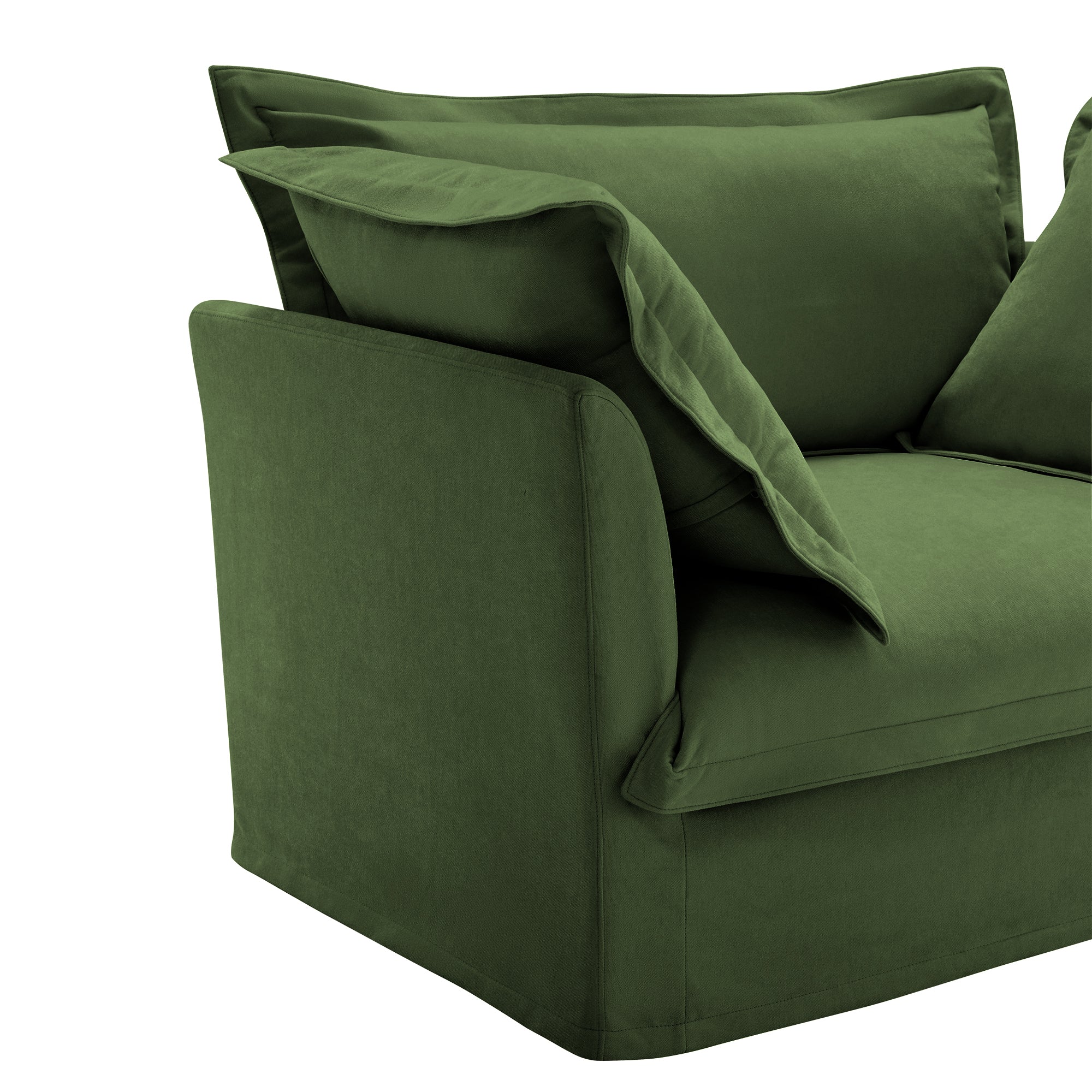 Walker Edison | Cloud Deep Seat Slipcovered Armchair with Ottoman - Image 9