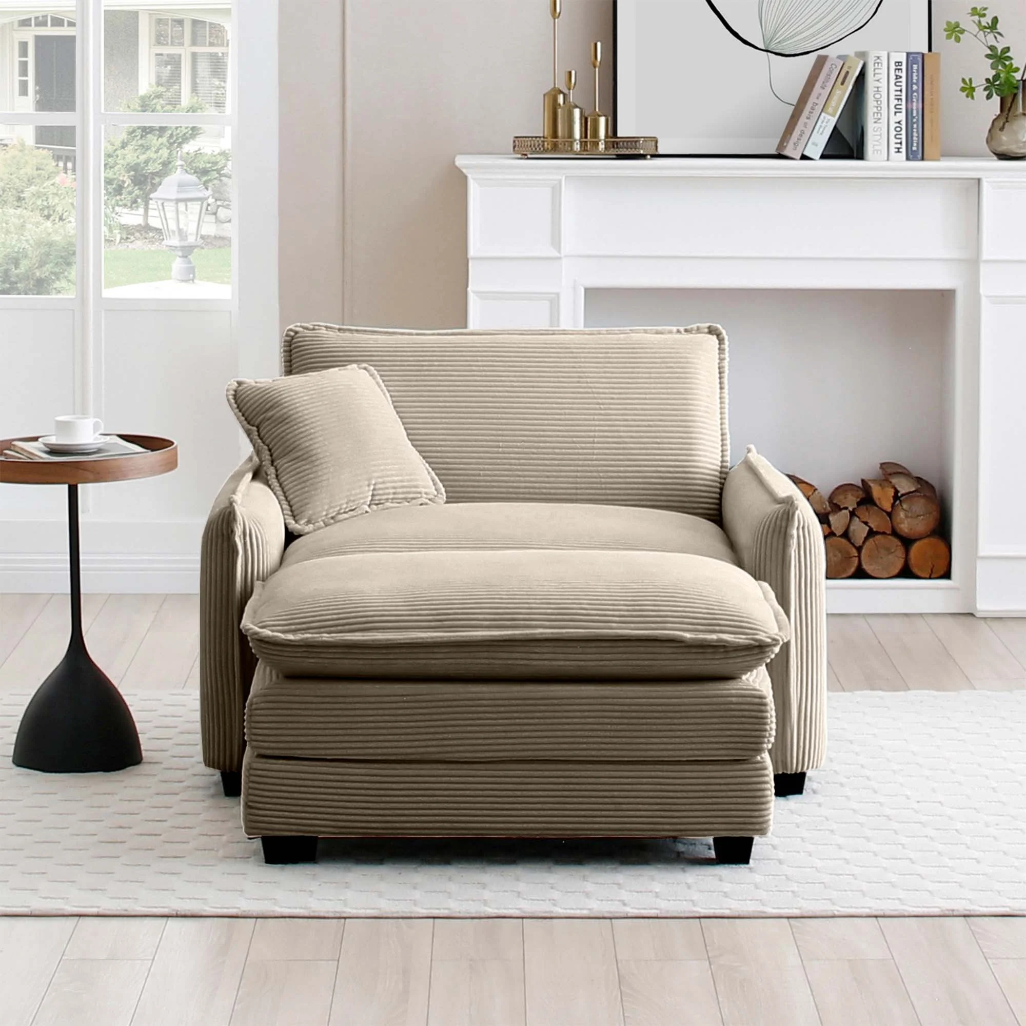 Walker Edison | Cloud Deep Sofa Chair With Ottoman - Image 3