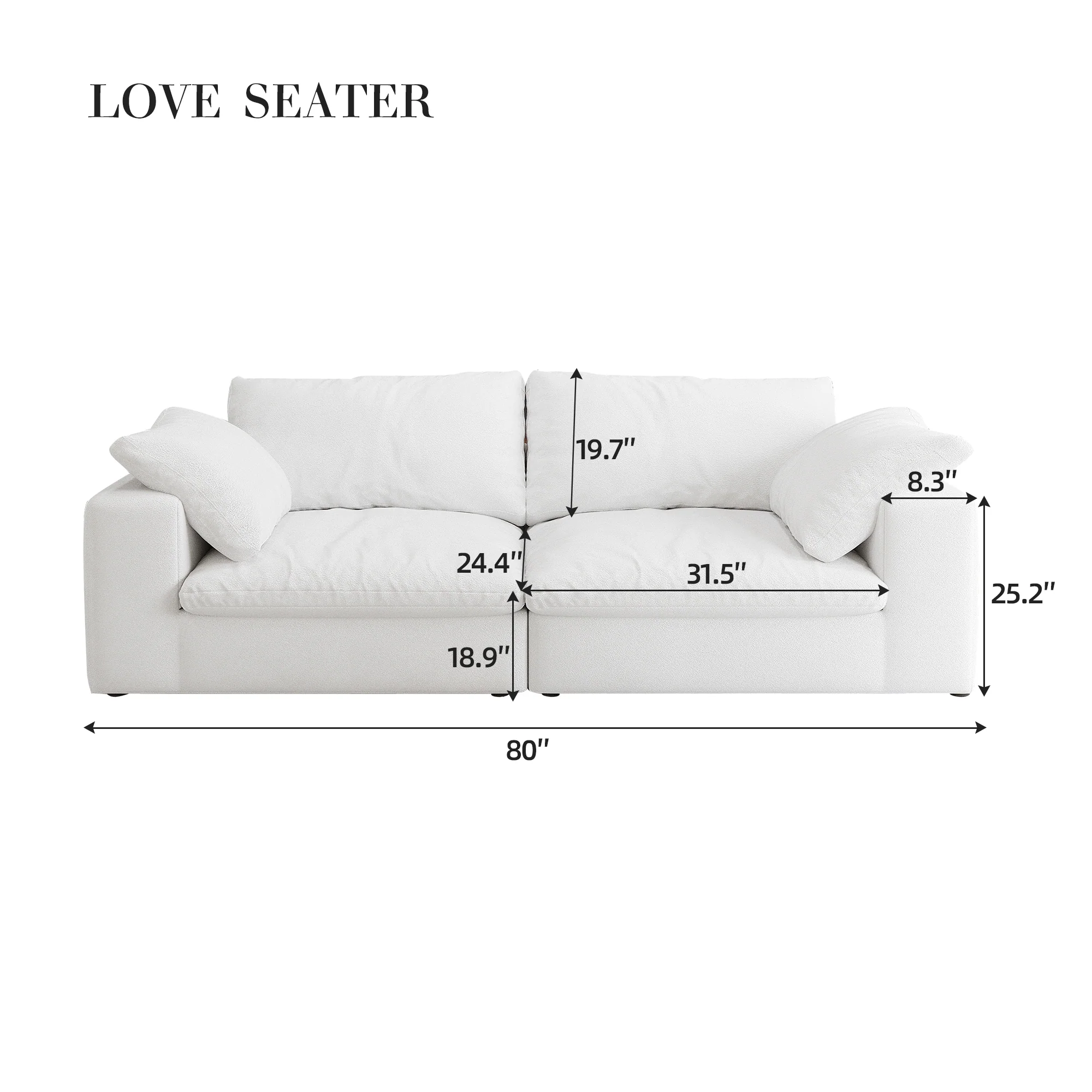 Walker Edison | Cloud Modular 80' Down Filled Loveseat Sofa - Image 5