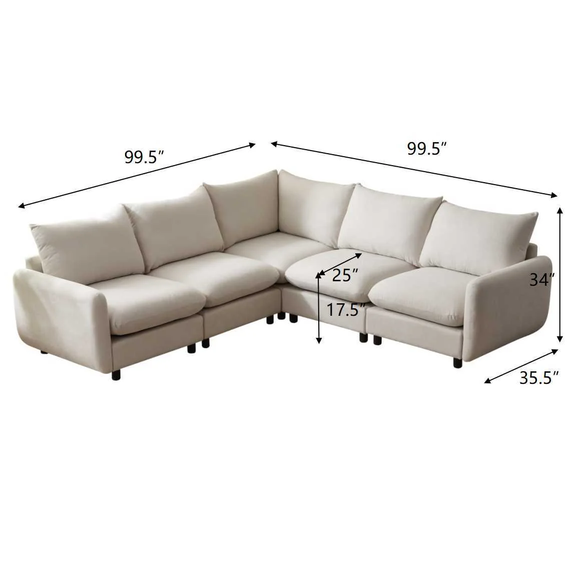 Cloud Modular Free Combination Sectional Sofa Couch - Image 7