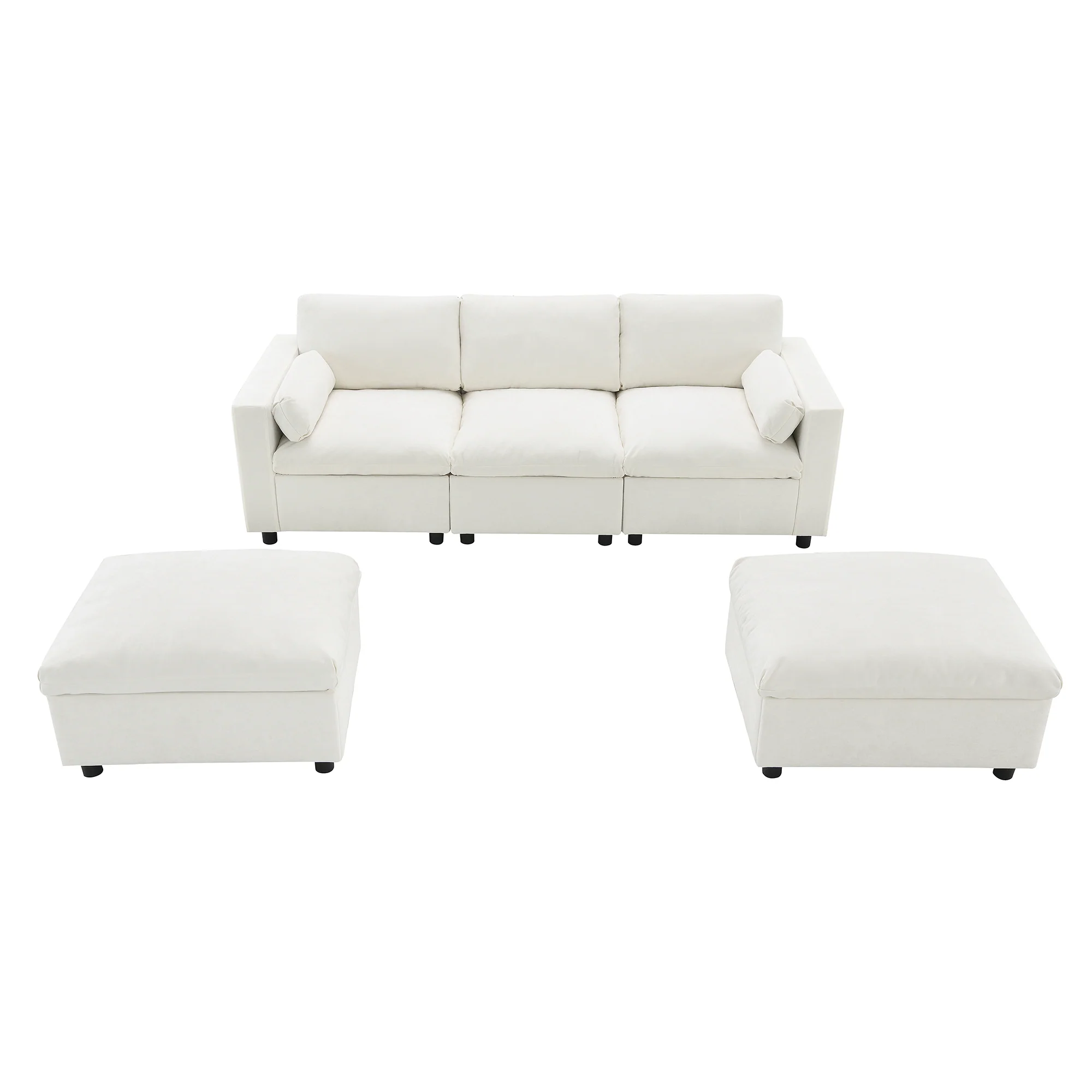 Cloud Modular Sectional Sofa with Storage Pockets and 2 Movable Ottomans - Image 10