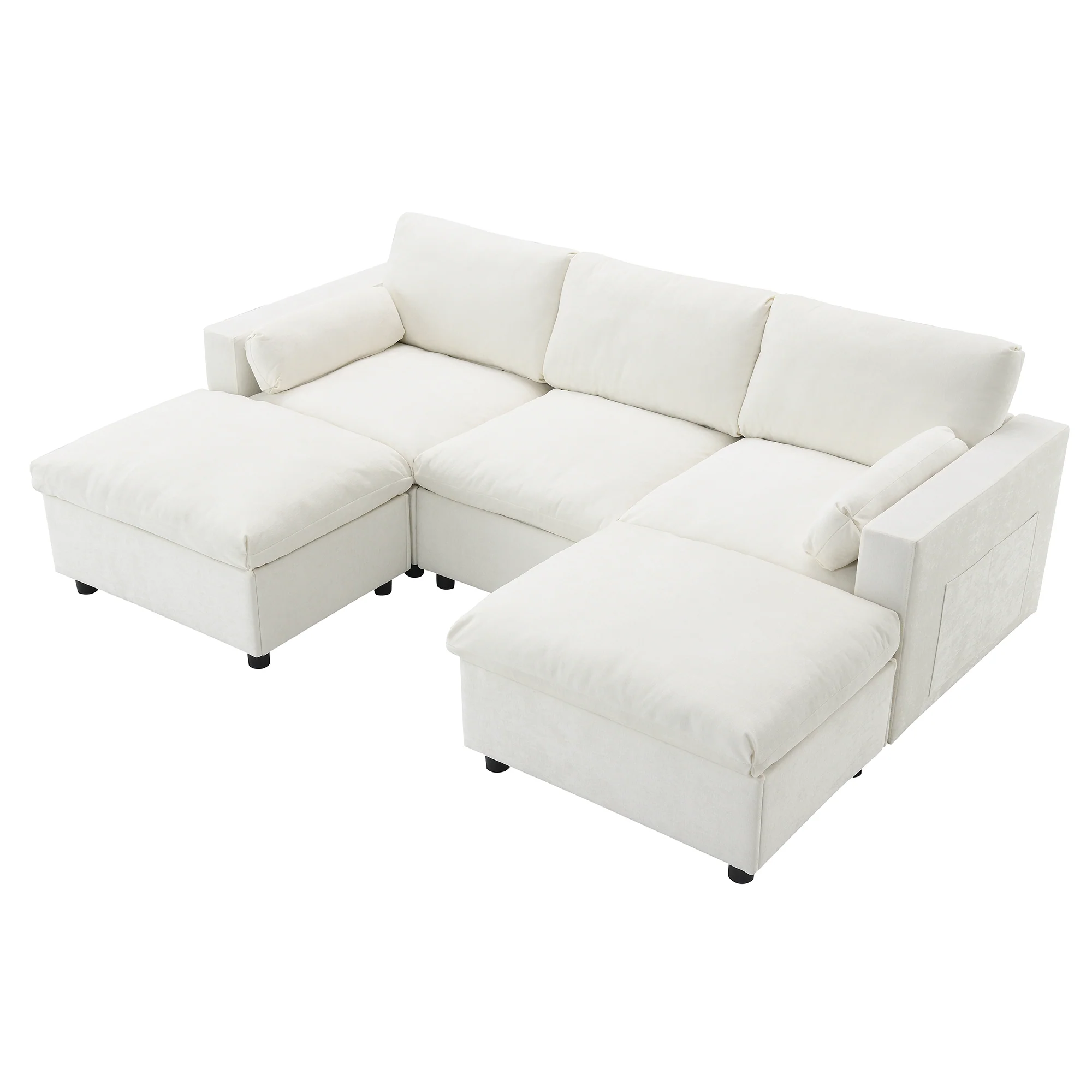 Cloud Modular Sectional Sofa with Storage Pockets and 2 Movable Ottomans - Image 12