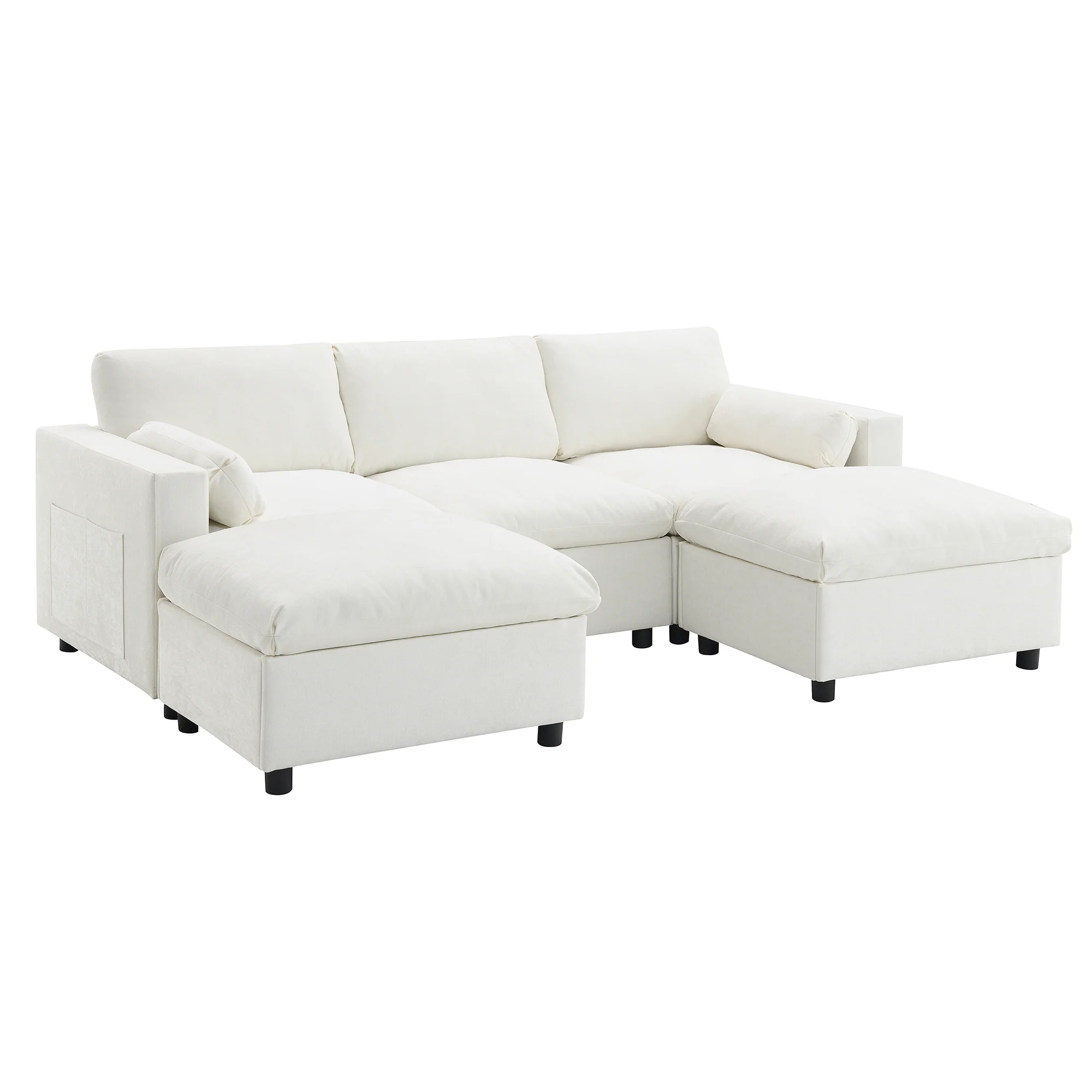 Cloud Modular Sectional Sofa with Storage Pockets and 2 Movable Ottomans - Image 13
