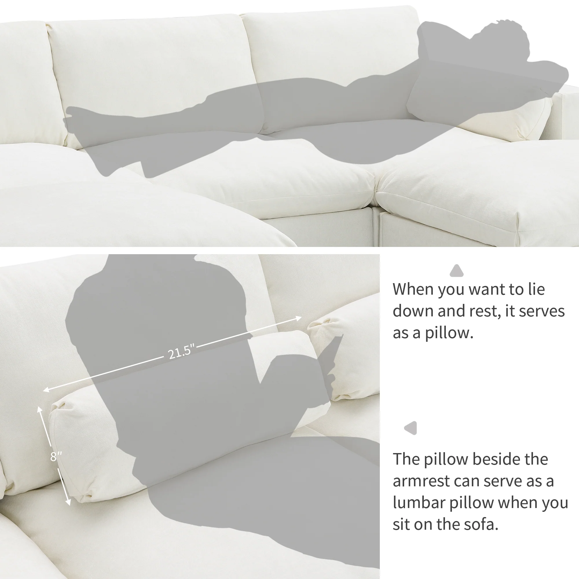Cloud Modular Sectional Sofa with Storage Pockets and 2 Movable Ottomans - Image 5