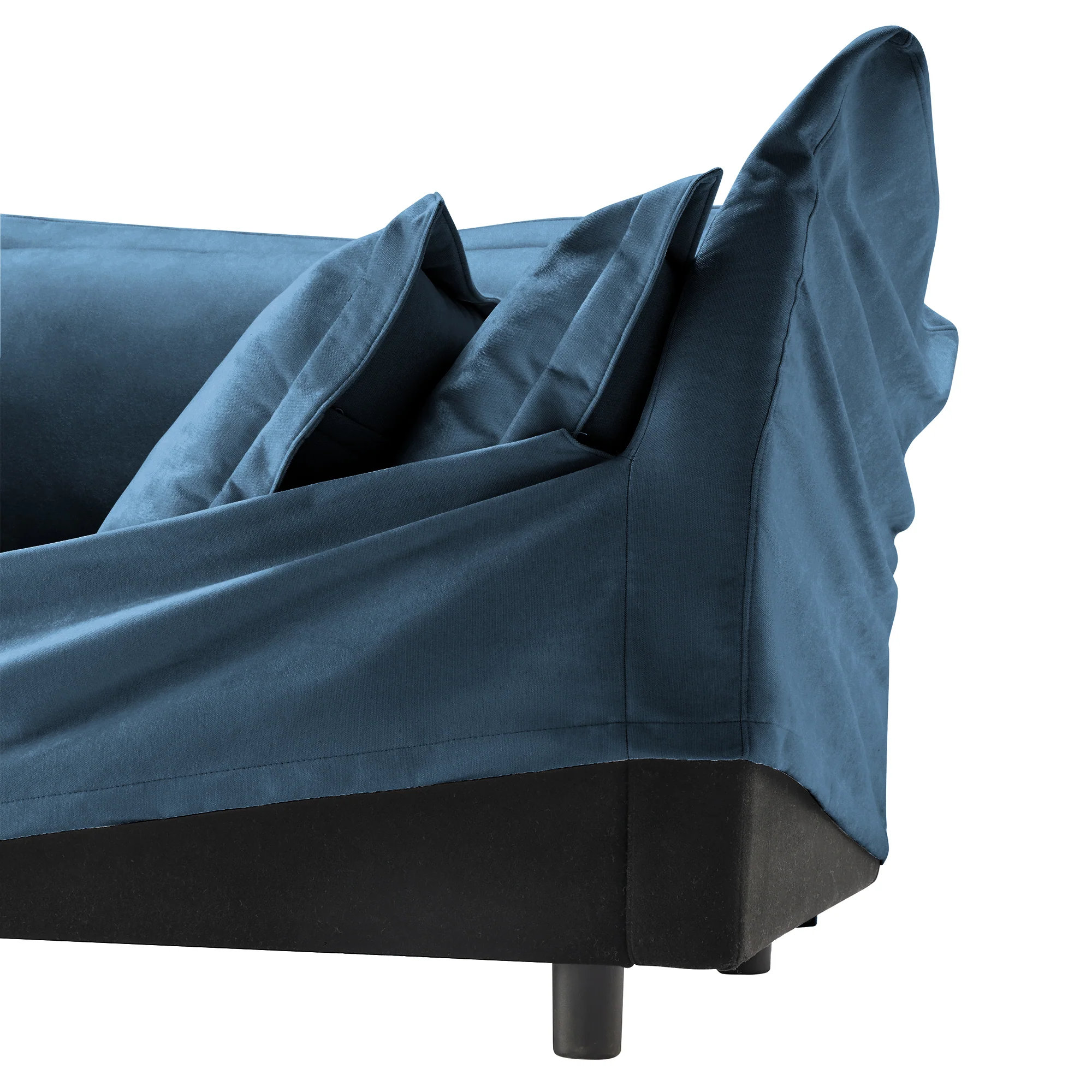 Walker Edison | Cloud Slipcovered Blue Armchair with Ottoman - Image 6