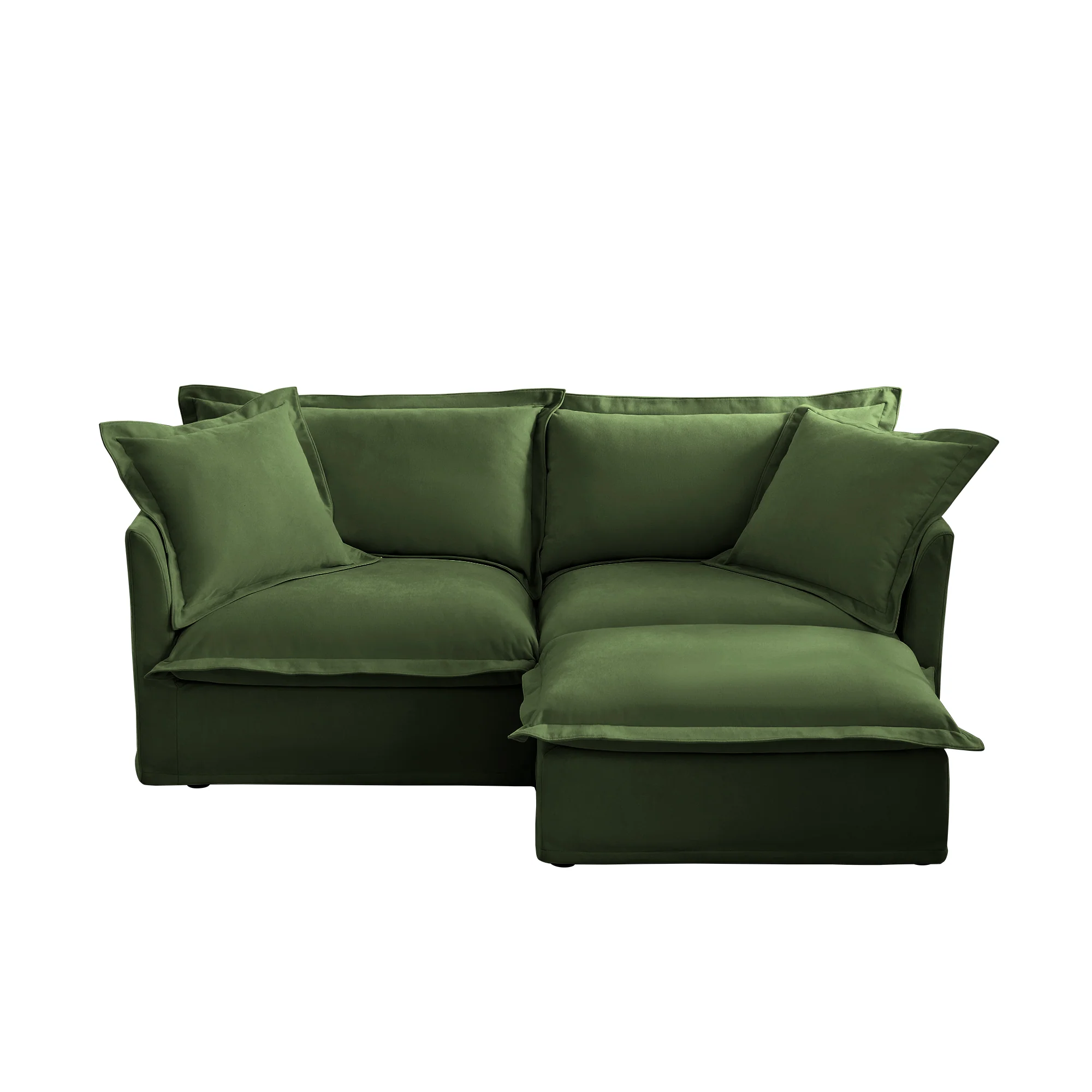 Walker Edison | Cloud Slipcovered Loveseat Sectional with Ottoman - Image 16